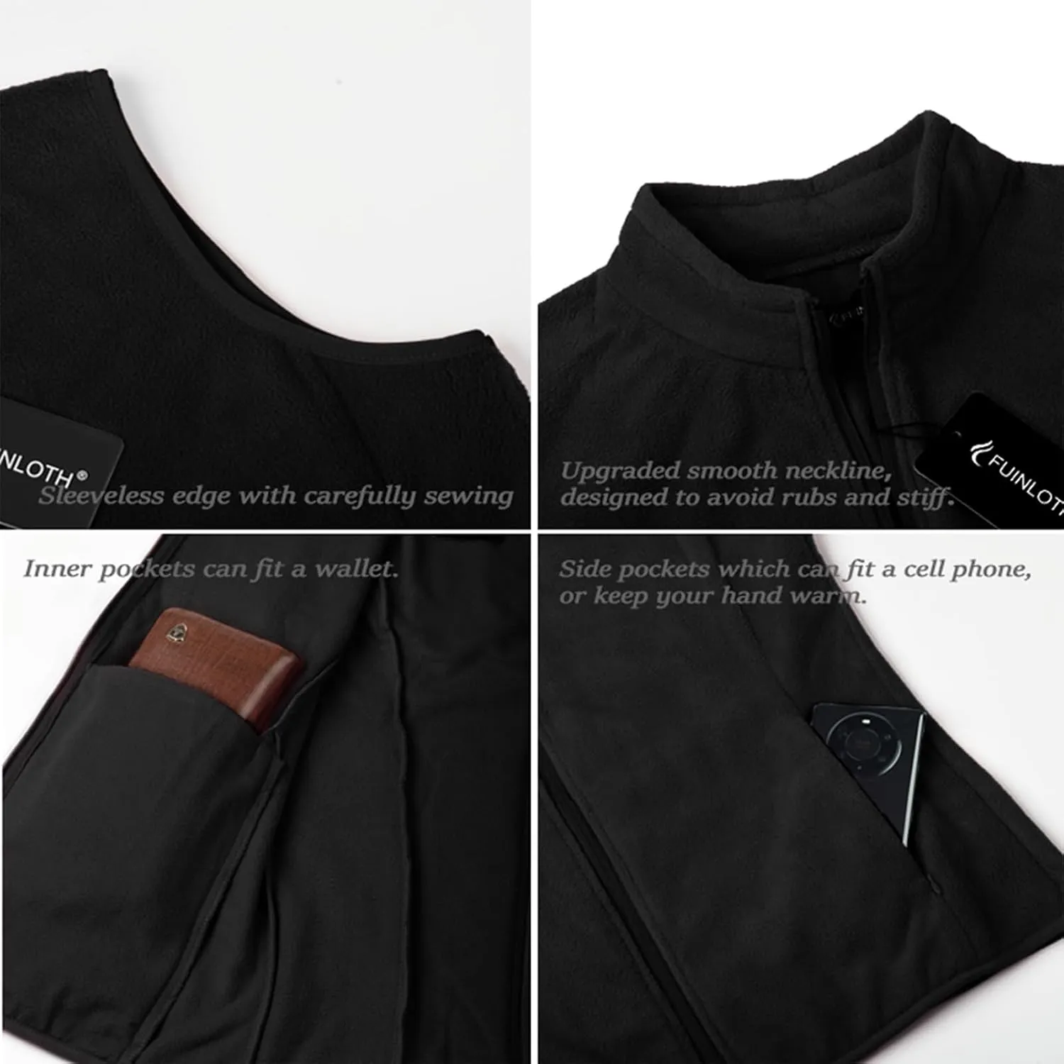 Fuinloth Women's Fleece Vest, Polar Soft Sleeveless Classic Fit with Zip up Pockets