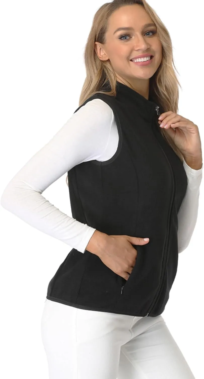 Fuinloth Women's Fleece Vest, Polar Soft Sleeveless Classic Fit with Zip up Pockets
