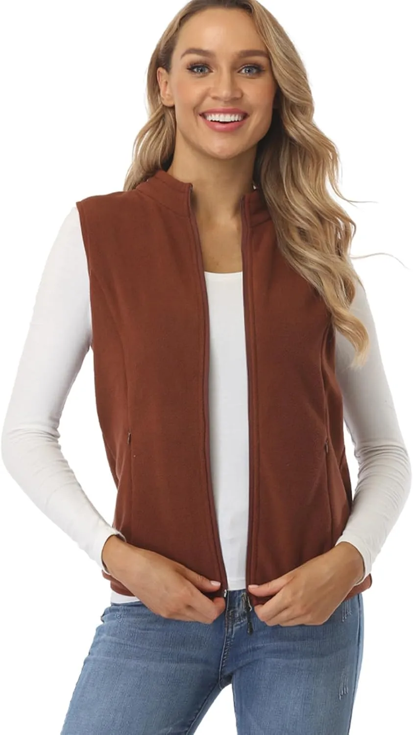 Fuinloth Women's Fleece Vest, Polar Soft Sleeveless Classic Fit with Zip up Pockets