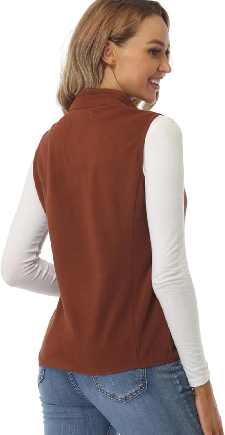 Fuinloth Women's Fleece Vest, Polar Soft Sleeveless Classic Fit with Zip up Pockets