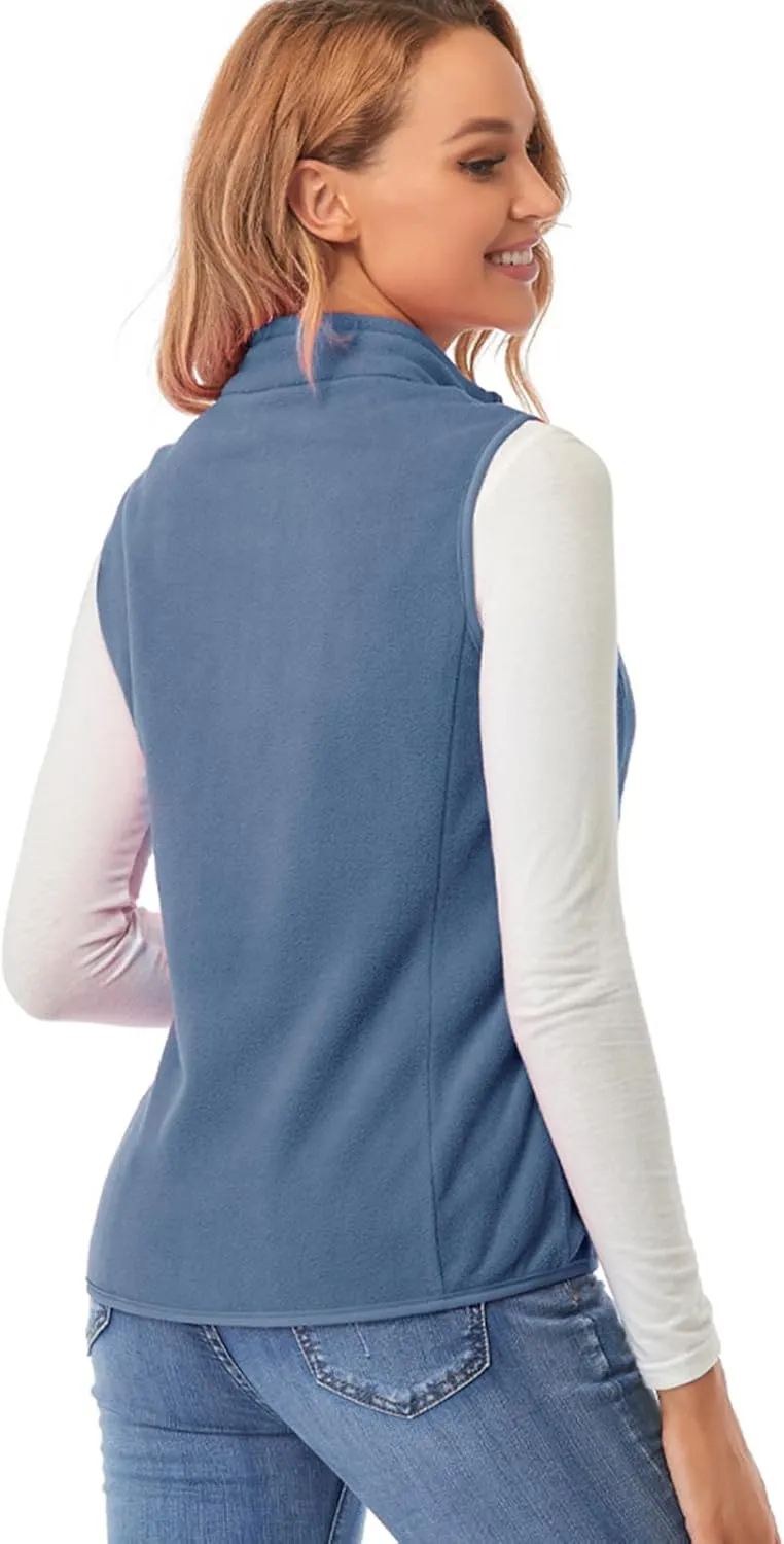 Fuinloth Women's Fleece Vest, Polar Soft Sleeveless Classic Fit with Zip up Pockets