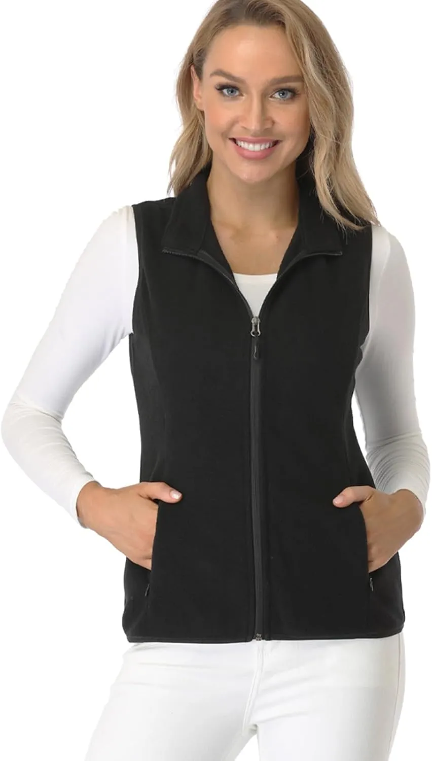 Fuinloth Women's Fleece Vest, Polar Soft Sleeveless Classic Fit with Zip up Pockets