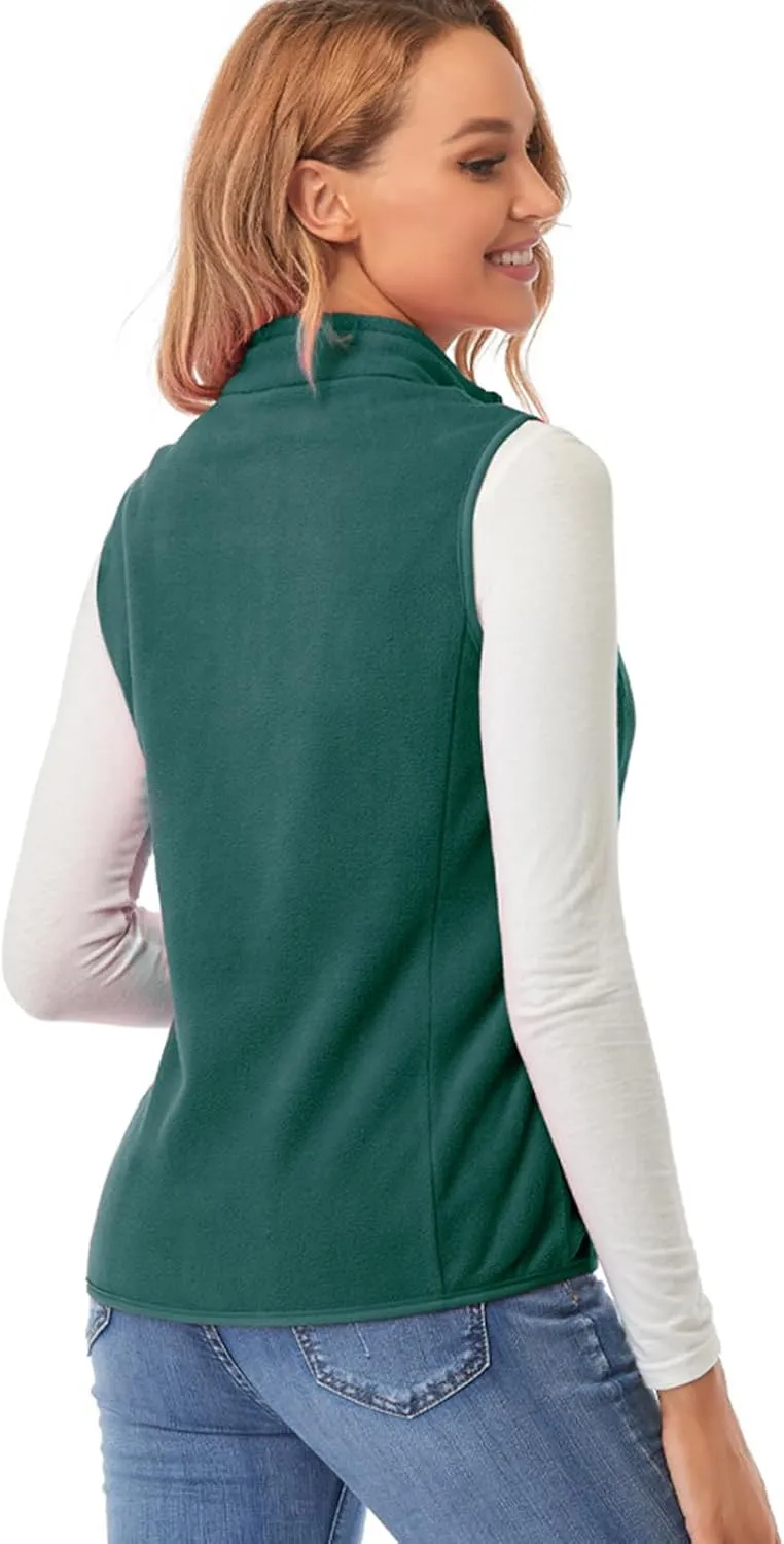 Fuinloth Women's Fleece Vest, Polar Soft Sleeveless Classic Fit with Zip up Pockets