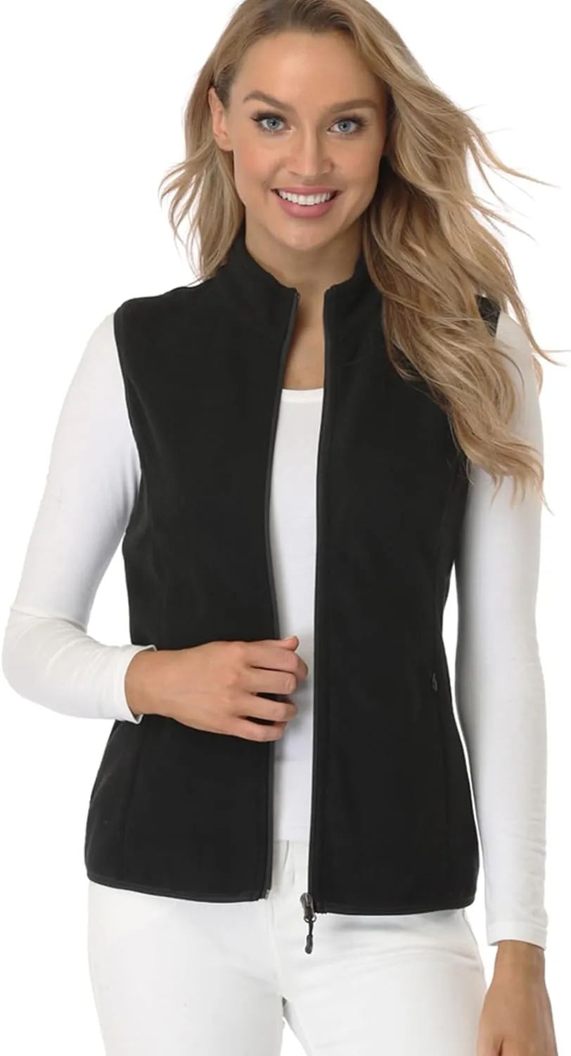 Fuinloth Women's Fleece Vest, Polar Soft Sleeveless Classic Fit with Zip up Pockets