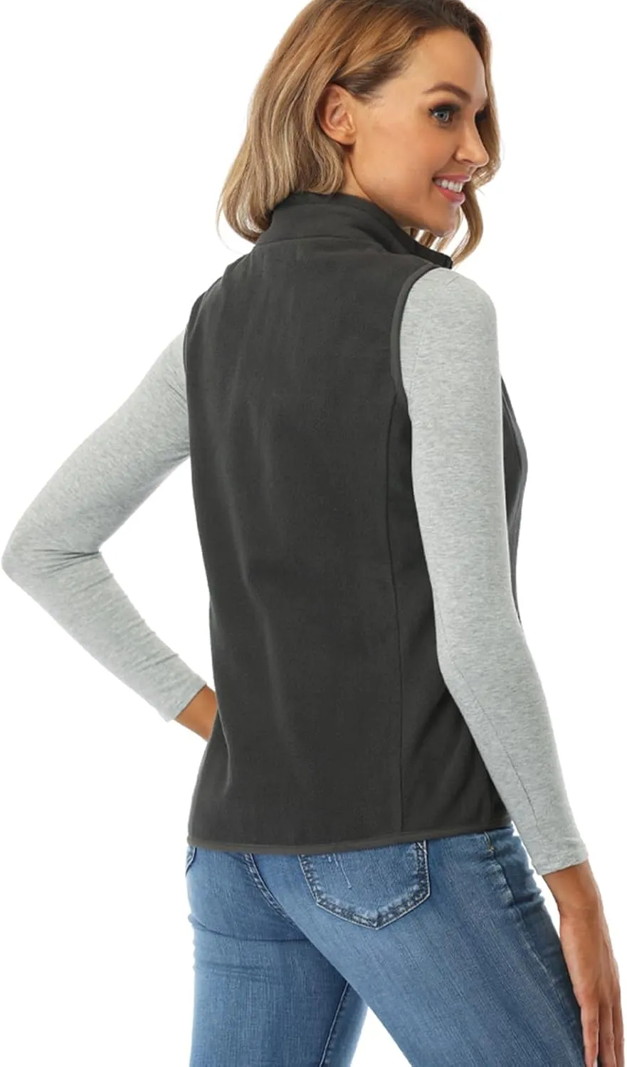 Fuinloth Women's Fleece Vest, Polar Soft Sleeveless Classic Fit with Zip up Pockets
