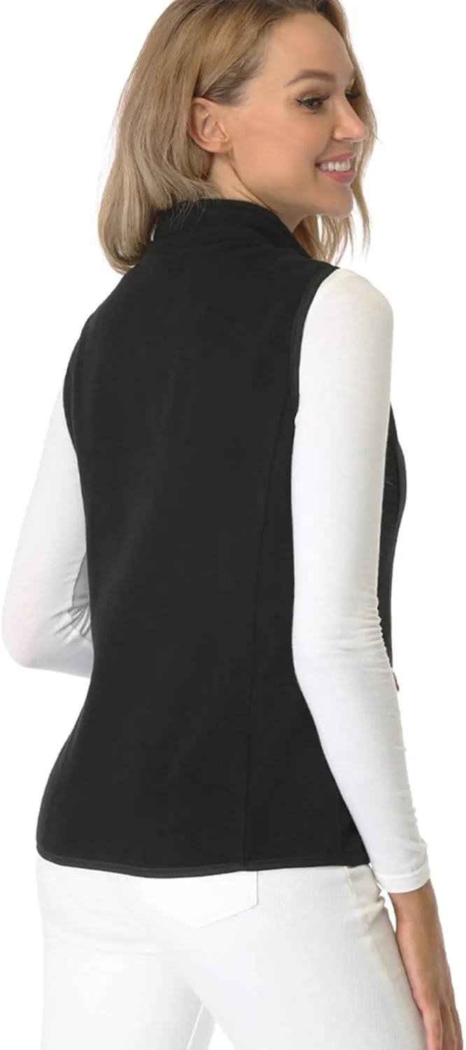 Fuinloth Women's Fleece Vest, Polar Soft Sleeveless Classic Fit with Zip up Pockets