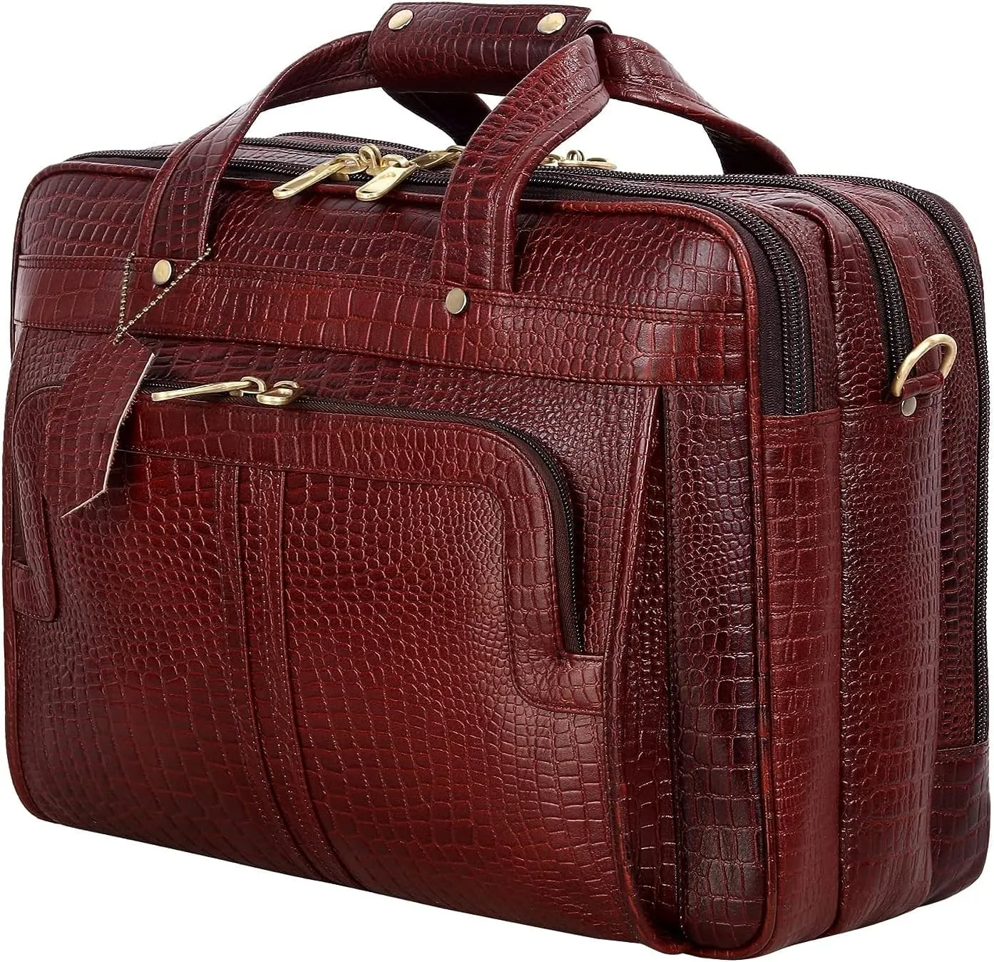 Full Grain Leather 16 Inch Briefcases Laptop Shoulder Bags for Men and Women Business Work Bag Leather Satchel Bag