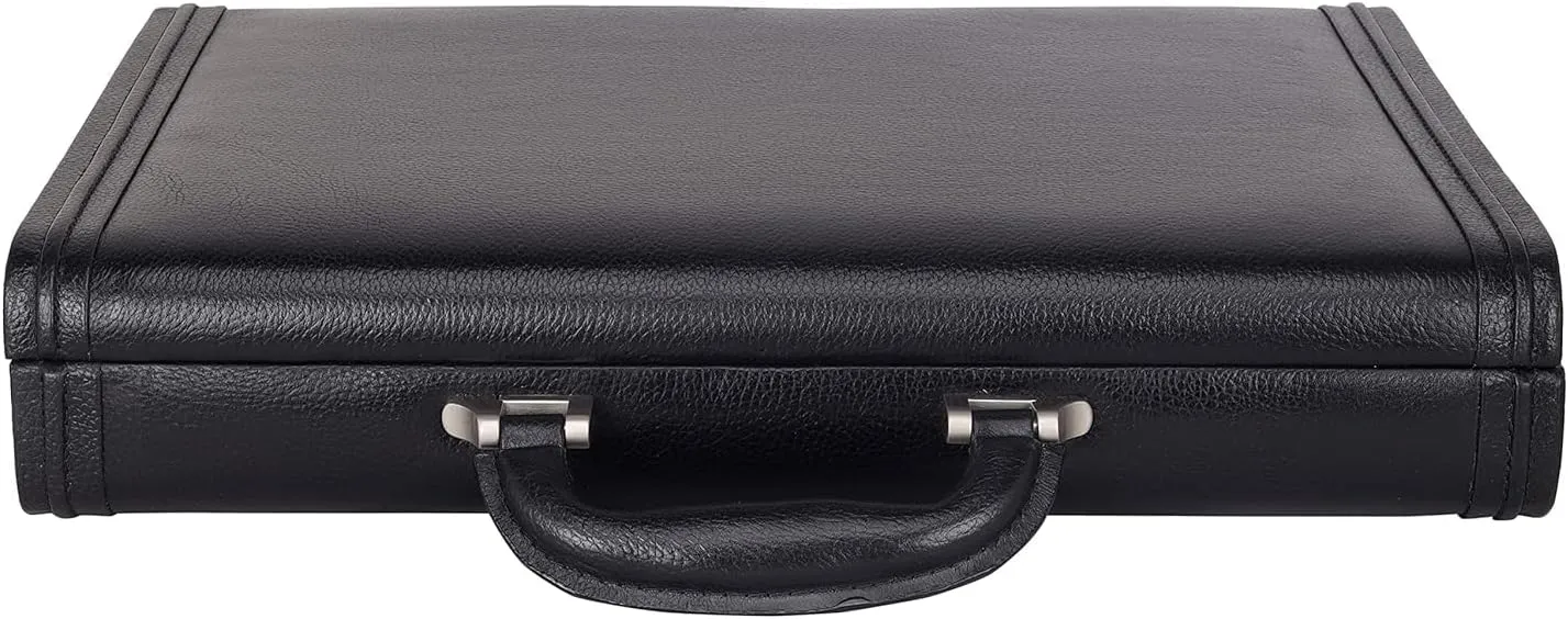 Full Grain Leather Briefcase Attache Case For Unisex Size L17xW3xH12 Inches Briefcase Bag (Black)