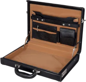 Full Grain Leather Briefcase Attache Case For Unisex Size L17xW3xH12 Inches Briefcase Bag (Black)