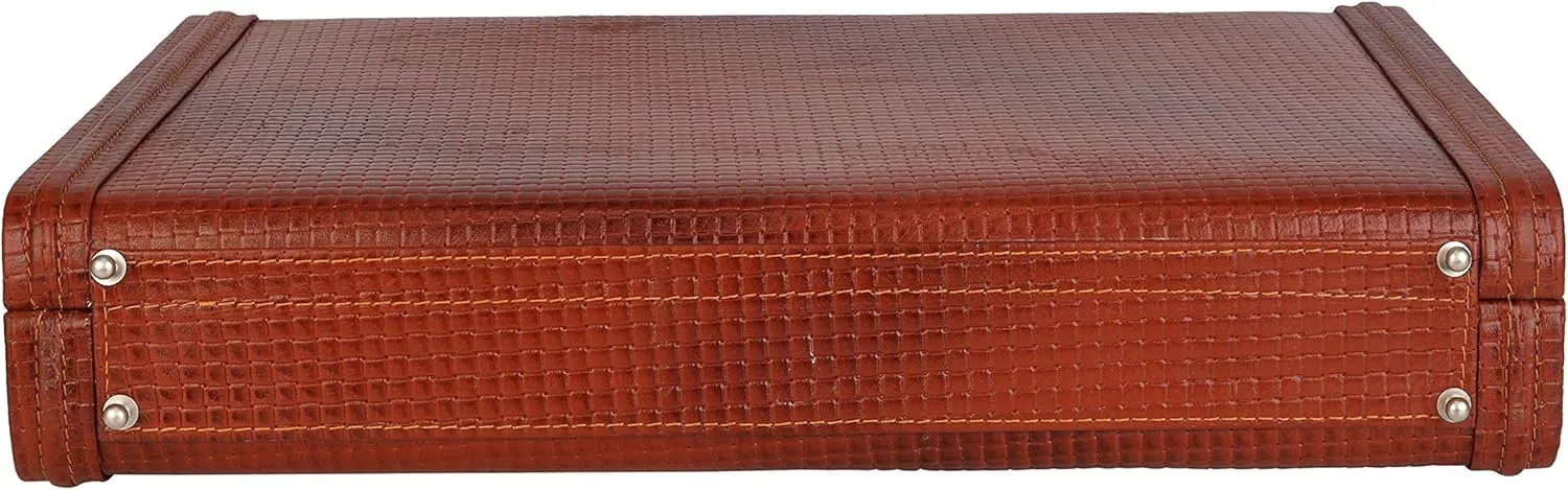 Full Grain Leather Briefcase Attache Case For Unisex Size L17xW3xH12 Inches Briefcase Bag (Croc Tan)