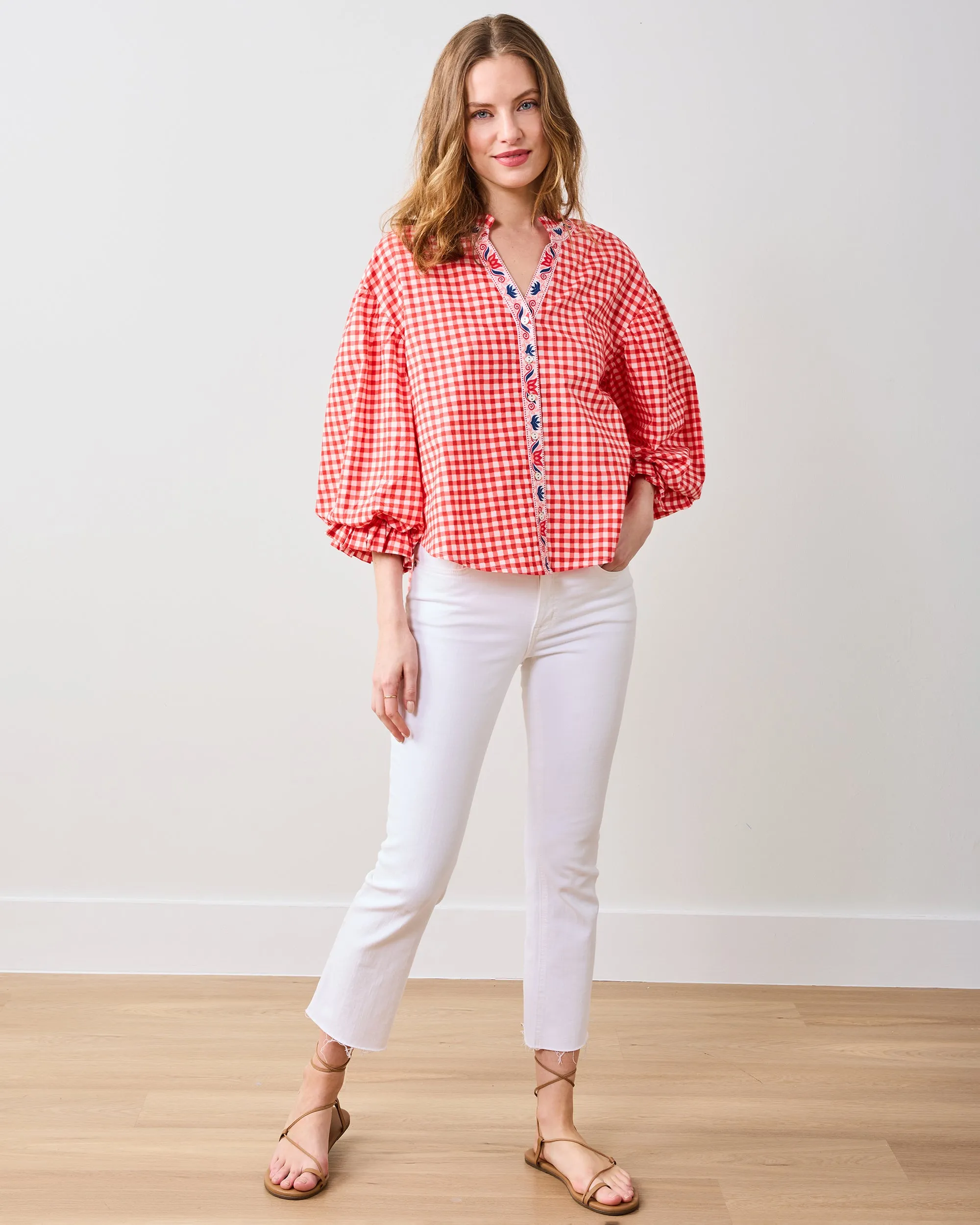 Garden Gingham - Rosalita Blouse - Picnic Red