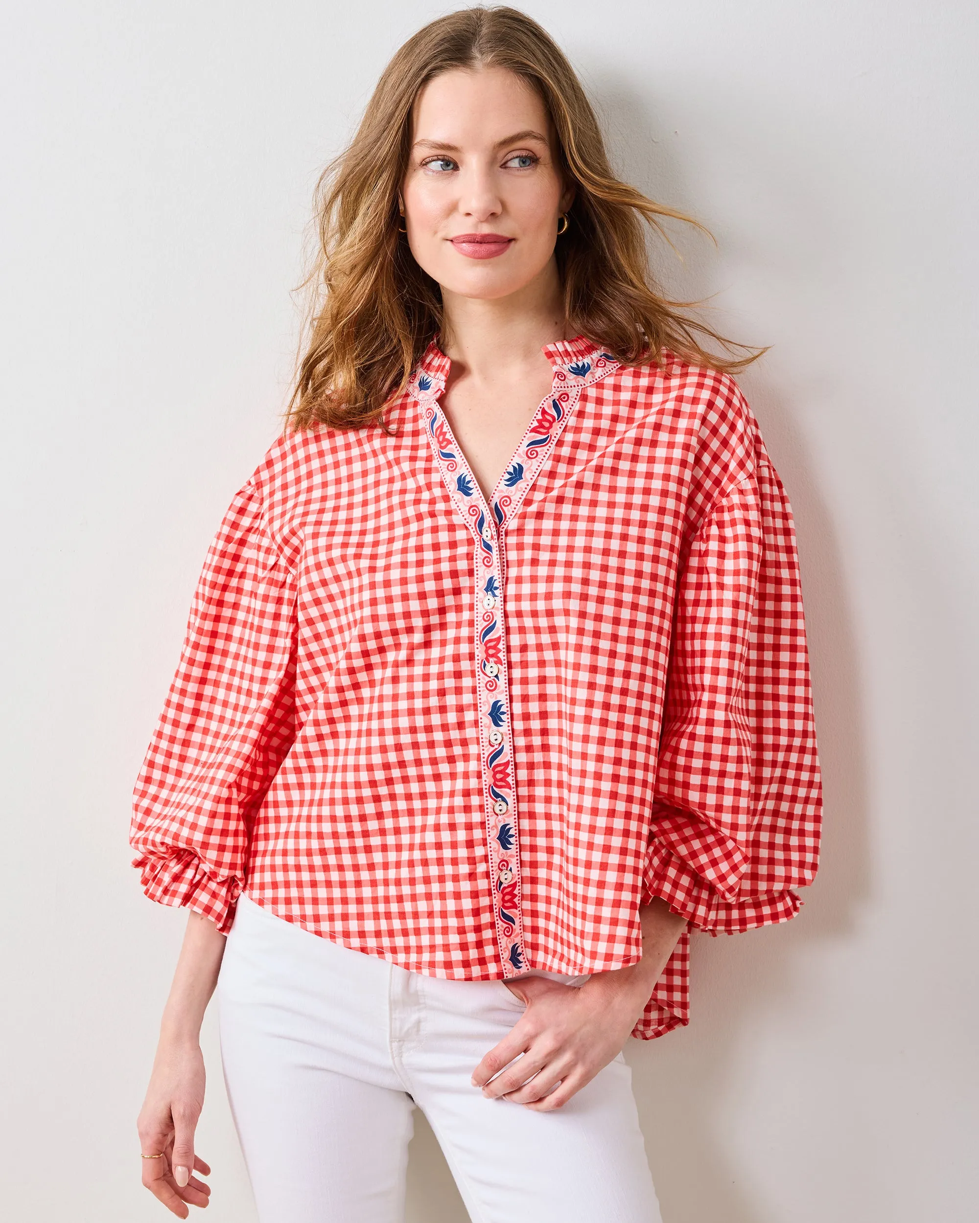 Garden Gingham - Rosalita Blouse - Picnic Red