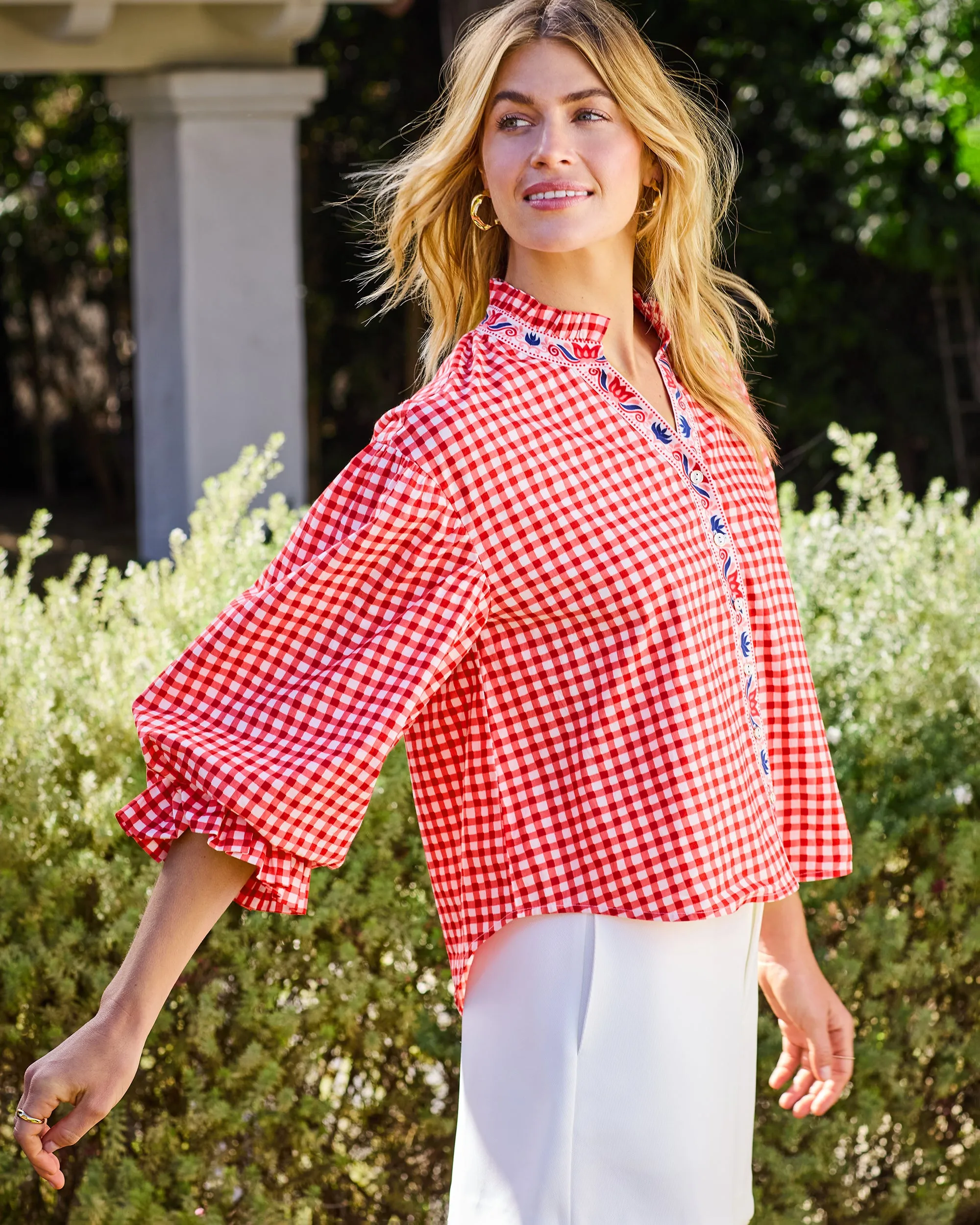 Garden Gingham - Rosalita Blouse - Picnic Red