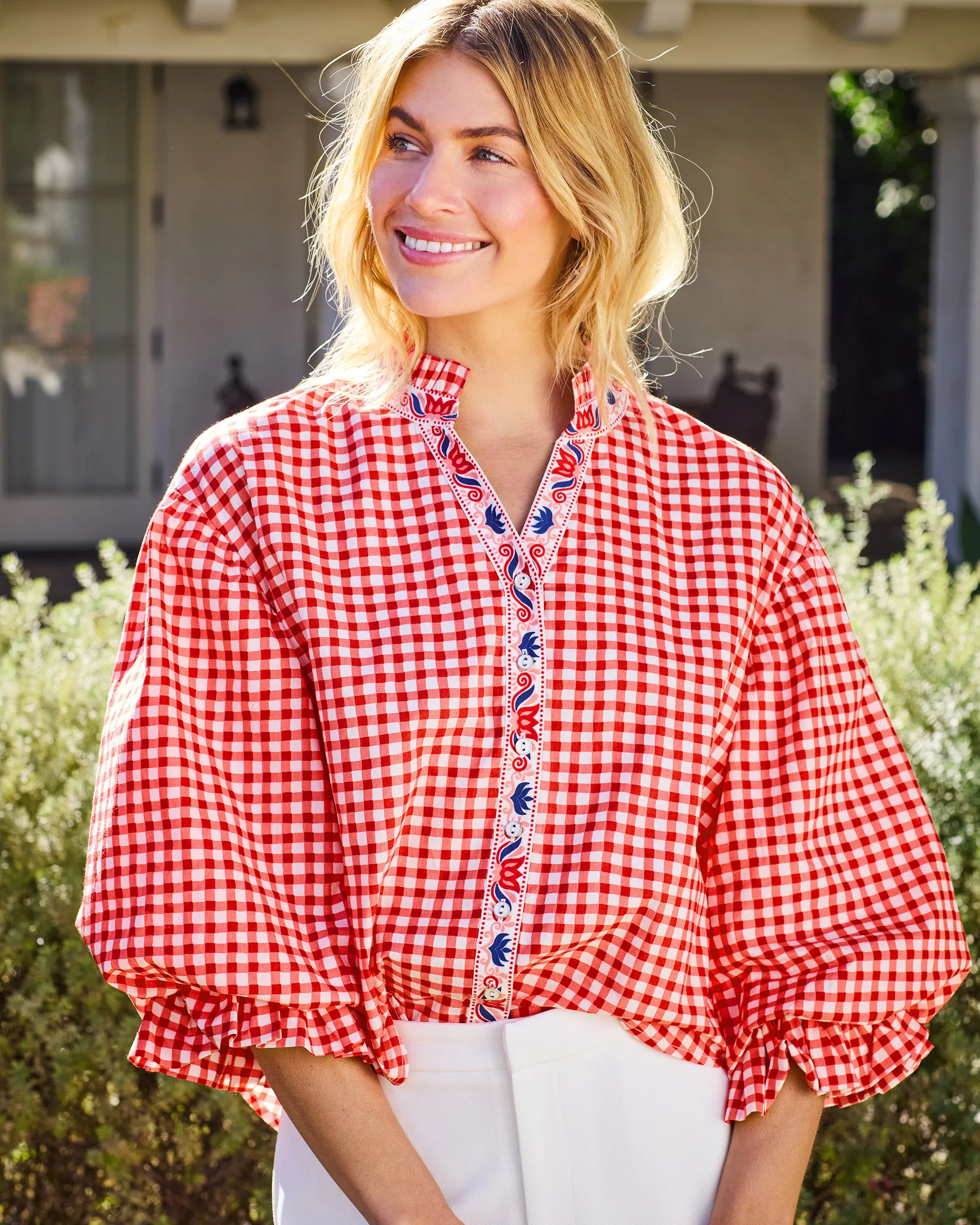 Garden Gingham - Rosalita Blouse - Picnic Red