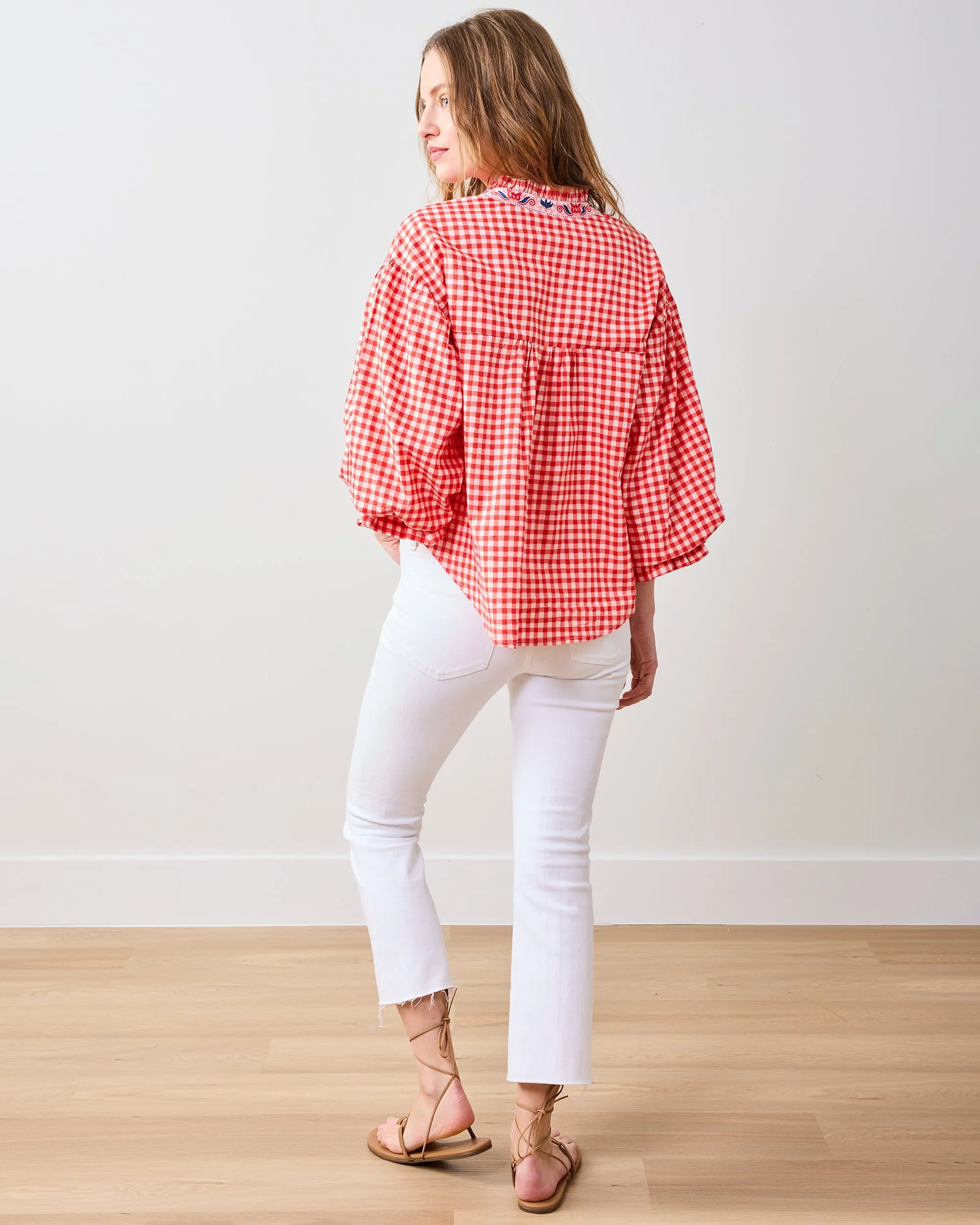 Garden Gingham - Rosalita Blouse - Picnic Red