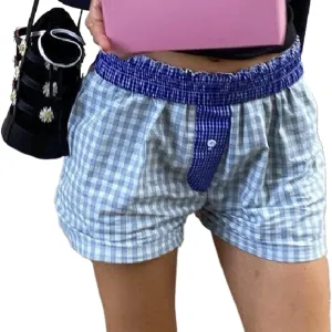 Gingham Boxer Shorts Women Cute Shorts Boxers Y2k Boxers High Waisted Shorts Plaid Checkered Shorts 2024