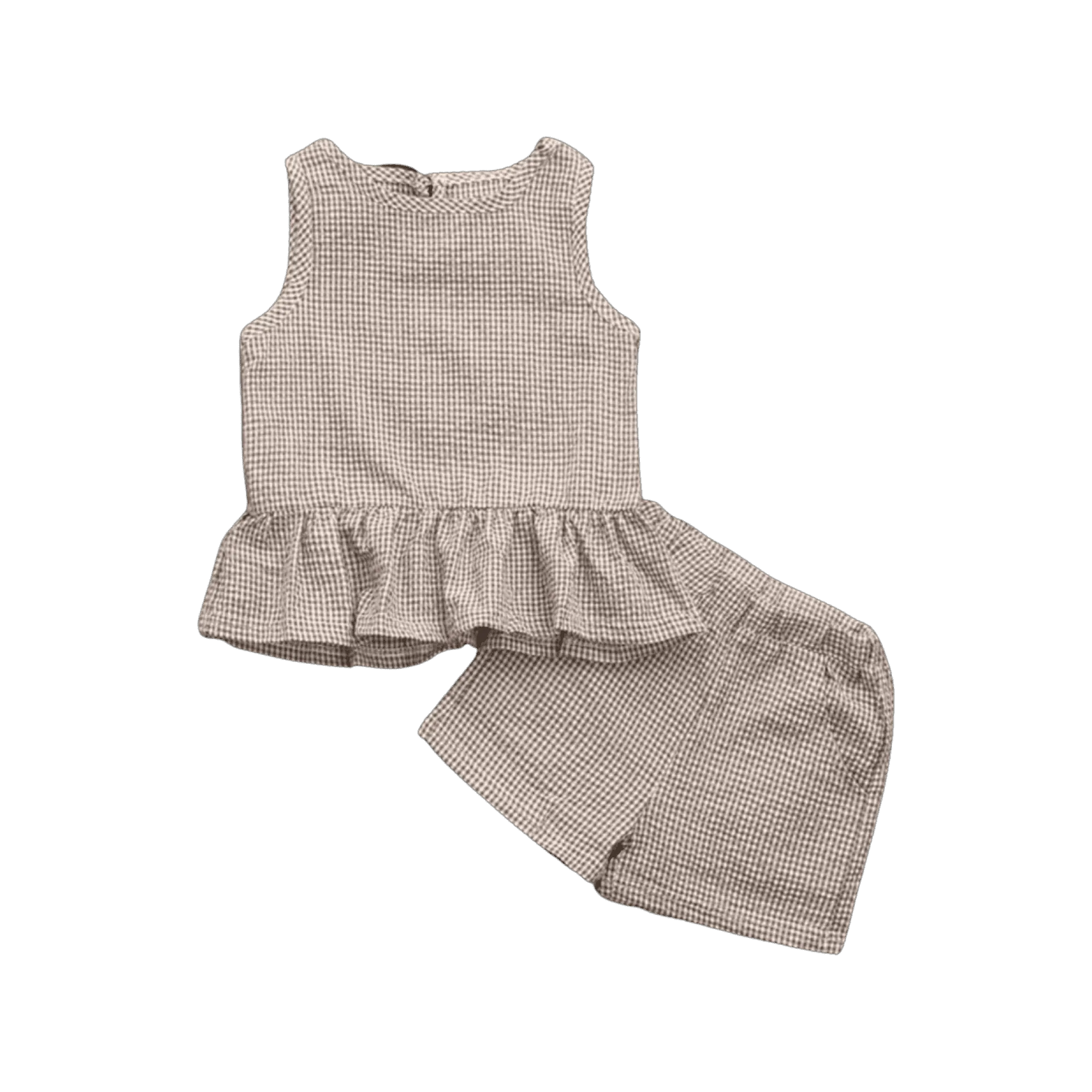 Girls Gingham Set - Natural