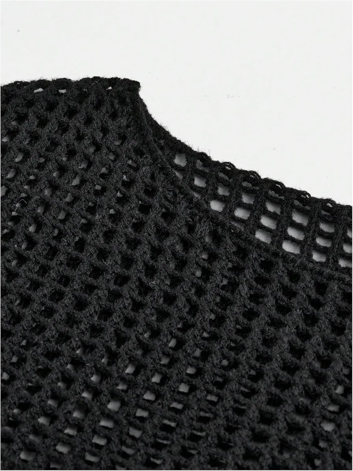 Girl's Hollow Out Crochet Knit Crop Sweater Long Flare Sleeve Boat Neck Sheer Pullovers Knitwear
