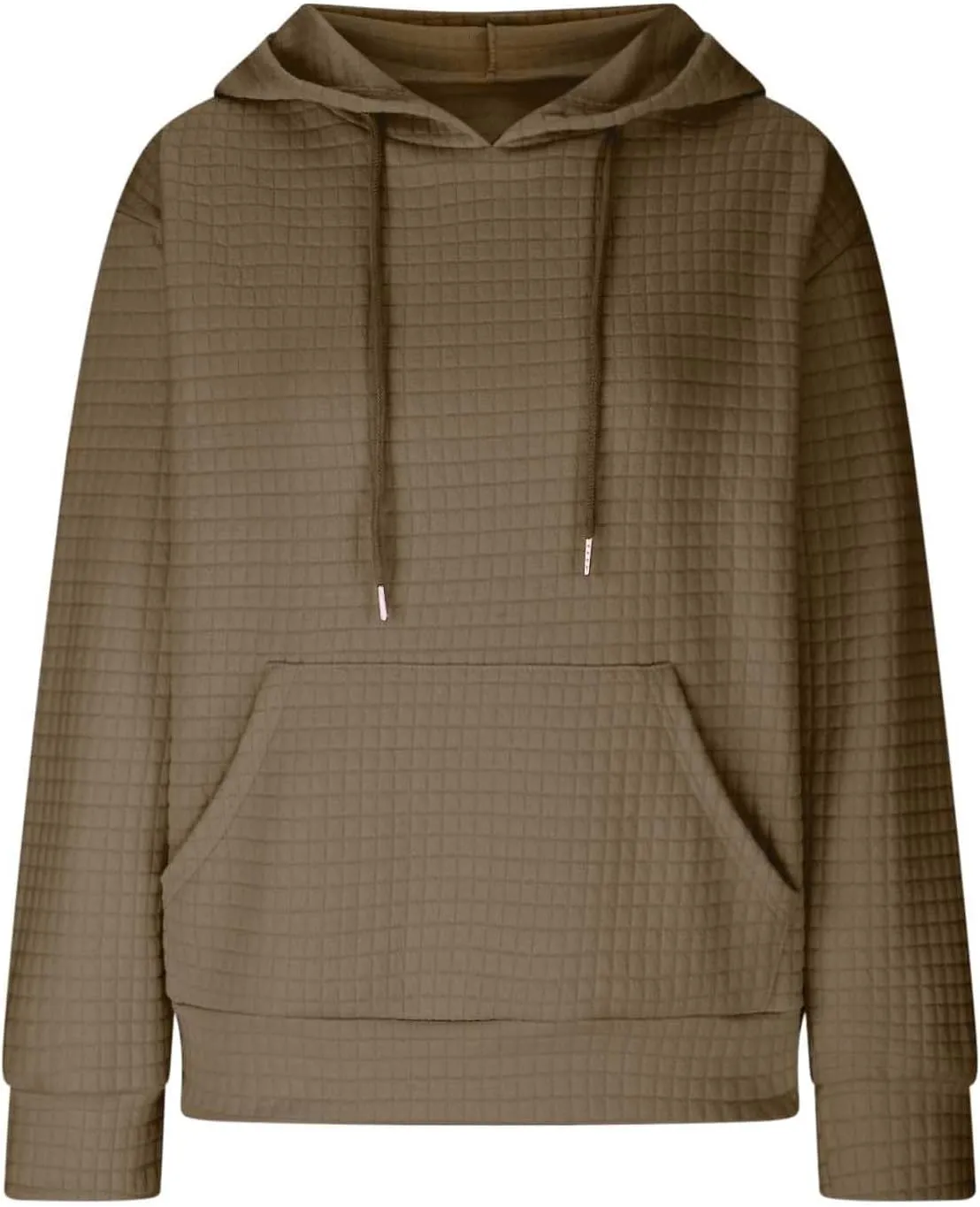 GOFULY Womens Hoodies Pullover Fall Waffle Knit Sweatshirt Winter Long Sleeve Shirts Solid Drawstring Hoodies With Pocket