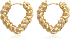 Gold Heart Earrings for Women,Gold Huggie Hoop Earrings 14K Gold Plated for Gift Lightweight Hoop-1015-Gold