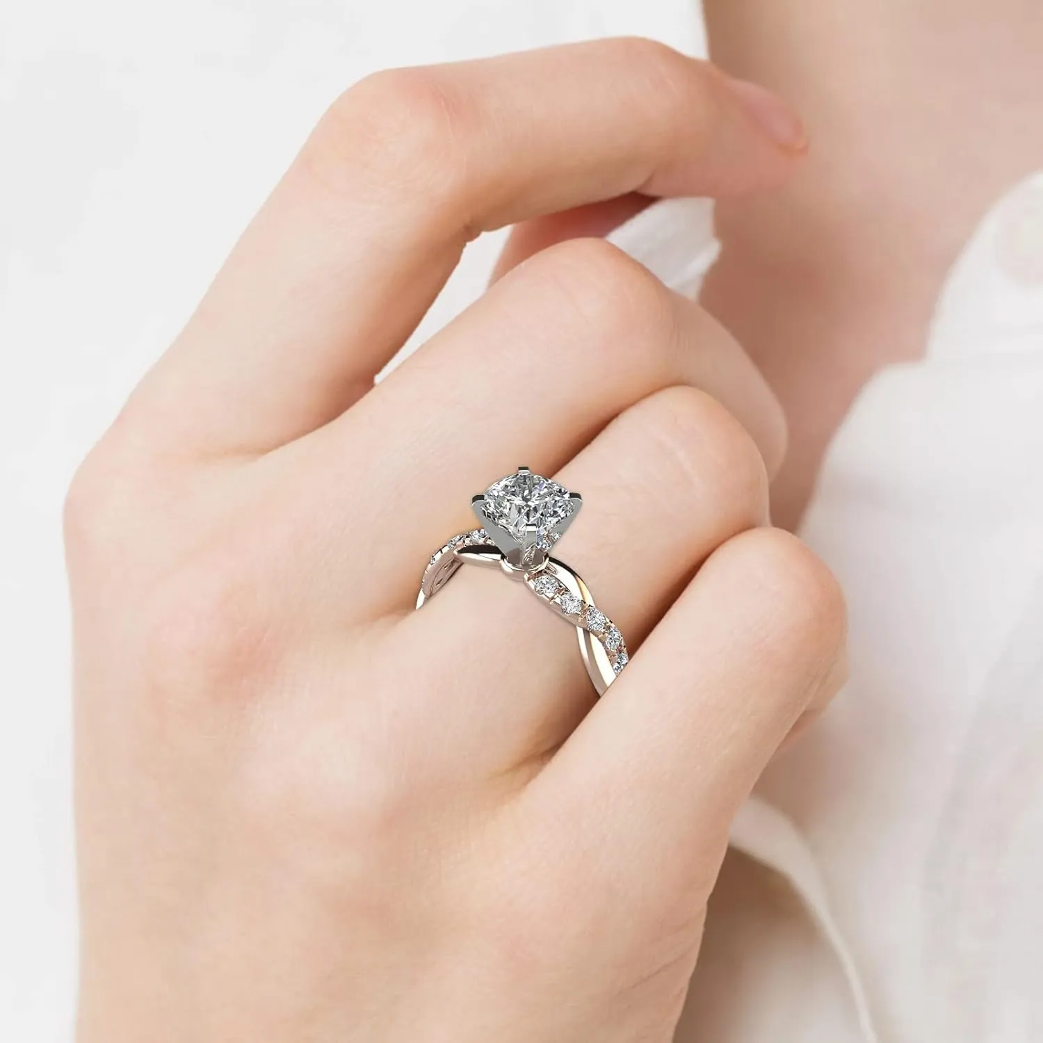 Gold Plated Anniversary Rings for Women,925 Sterling Silver CZ Engagement Wedding Bands Birthday Valentines Day Jewelry Gifts