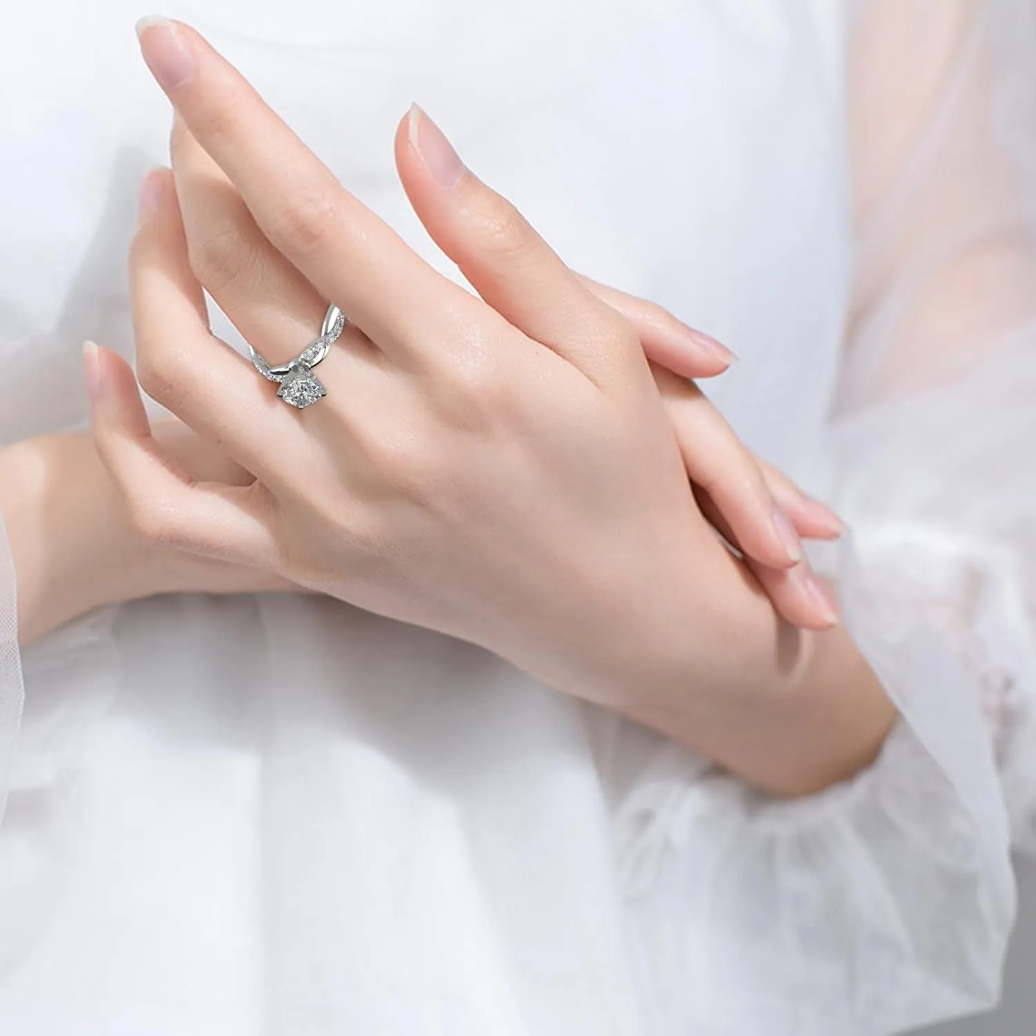 Gold Plated Anniversary Rings for Women,925 Sterling Silver CZ Engagement Wedding Bands Birthday Valentines Day Jewelry Gifts