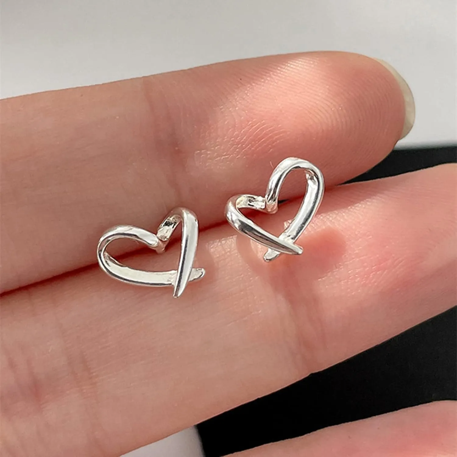 Gold Plated Heart Stud Earrings for Women,925 Sterling Silver Posts Studs for Mom Wife Trendy Jewelry Gift for Valentines Day