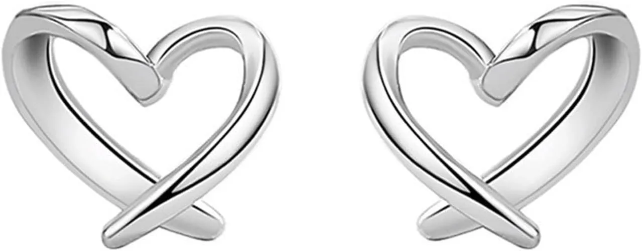 Gold Plated Heart Stud Earrings for Women,925 Sterling Silver Posts Studs for Mom Wife Trendy Jewelry Gift for Valentines Day