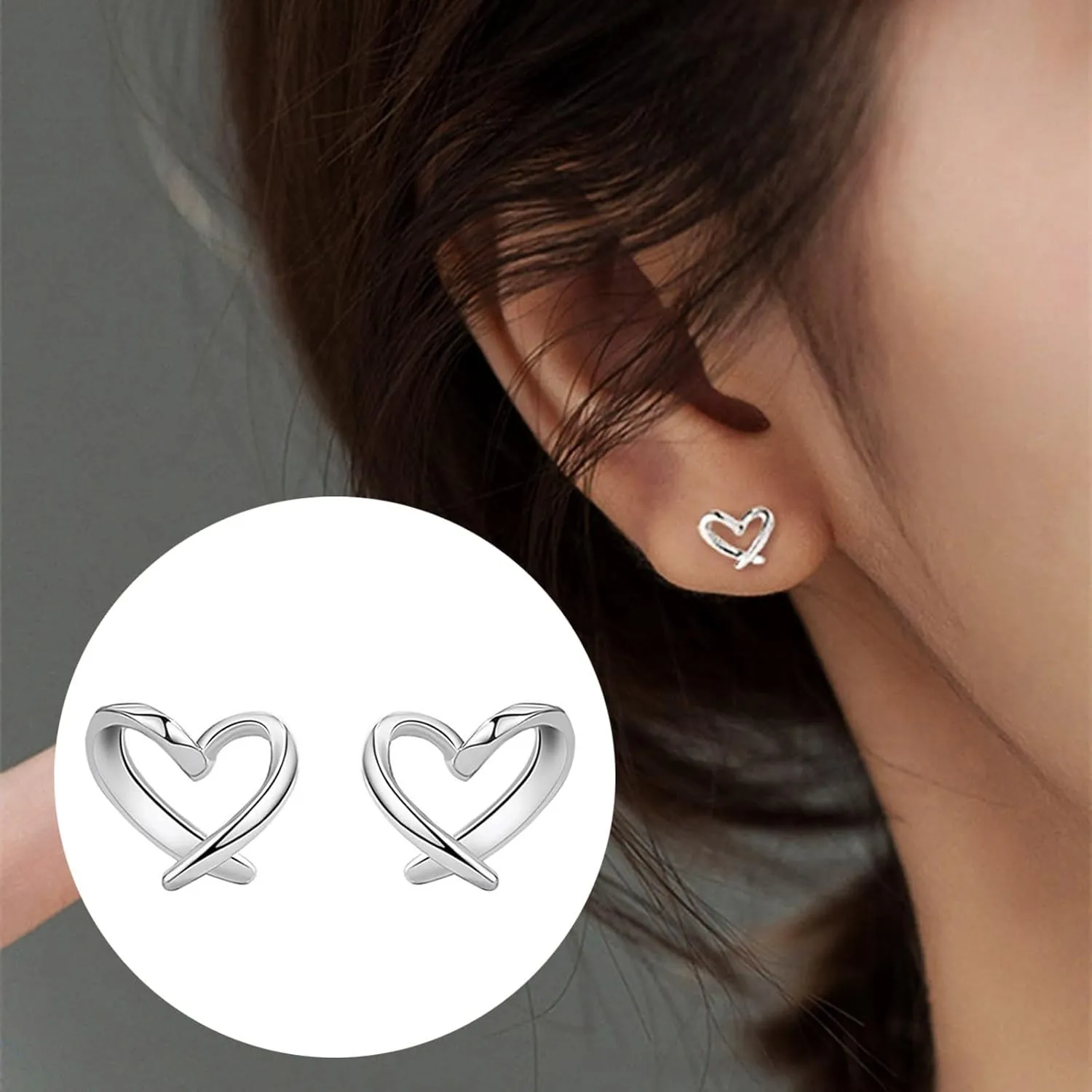 Gold Plated Heart Stud Earrings for Women,925 Sterling Silver Posts Studs for Mom Wife Trendy Jewelry Gift for Valentines Day