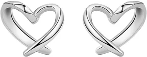 Gold Plated Heart Stud Earrings for Women,925 Sterling Silver Posts Studs for Mom Wife Trendy Jewelry Gift for Valentines Day