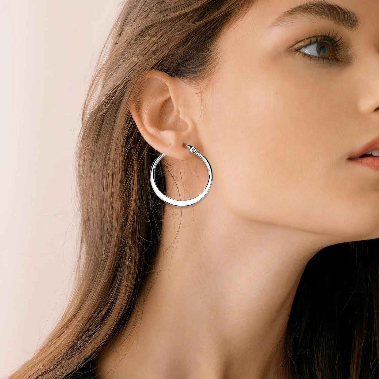 Gold Plated Hoop Earrings for Women,925 Sterling Silver Post Dangle Earrings for Mom Wife Jewelry Gifts for Valentine's Day