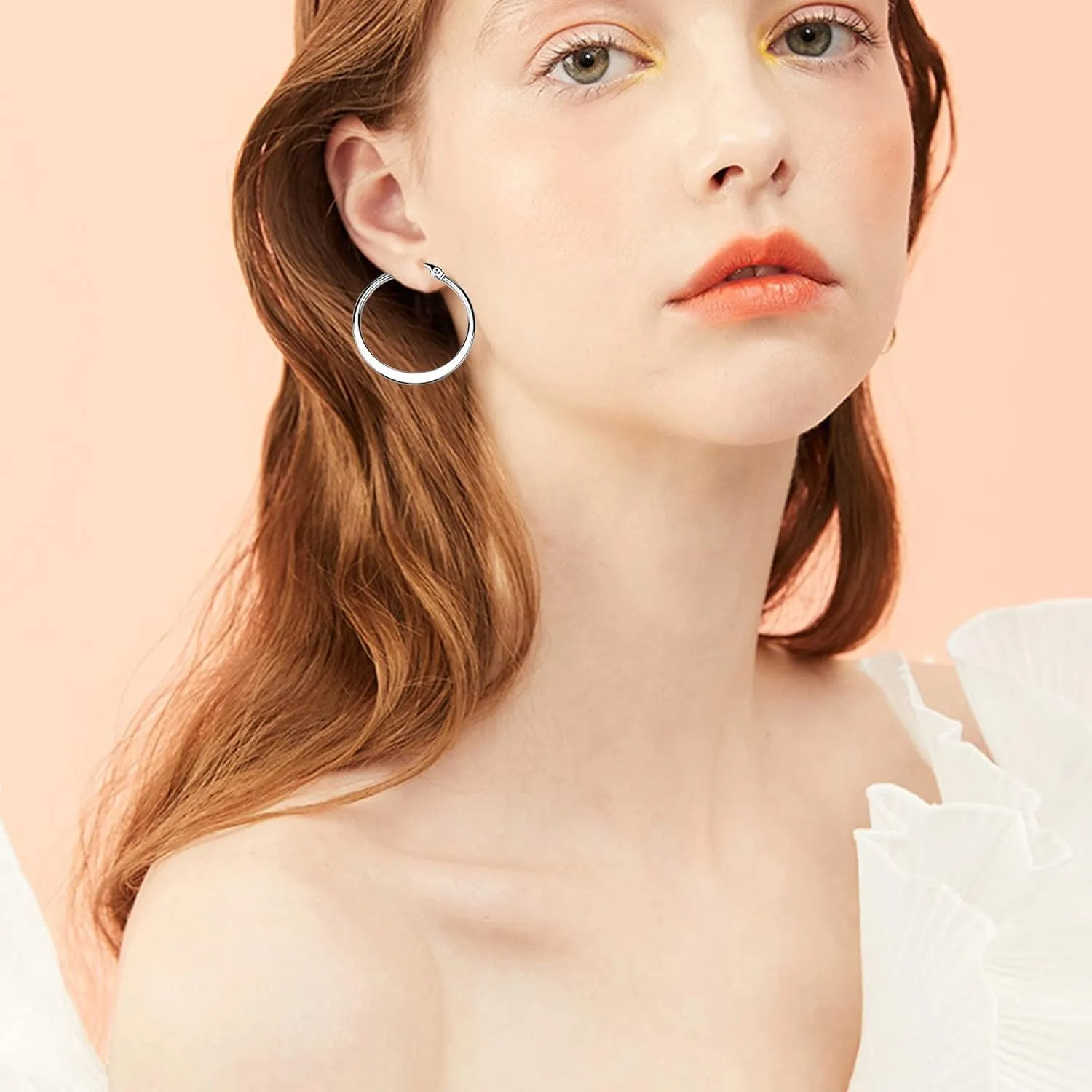 Gold Plated Hoop Earrings for Women,925 Sterling Silver Post Dangle Earrings for Mom Wife Jewelry Gifts for Valentine's Day