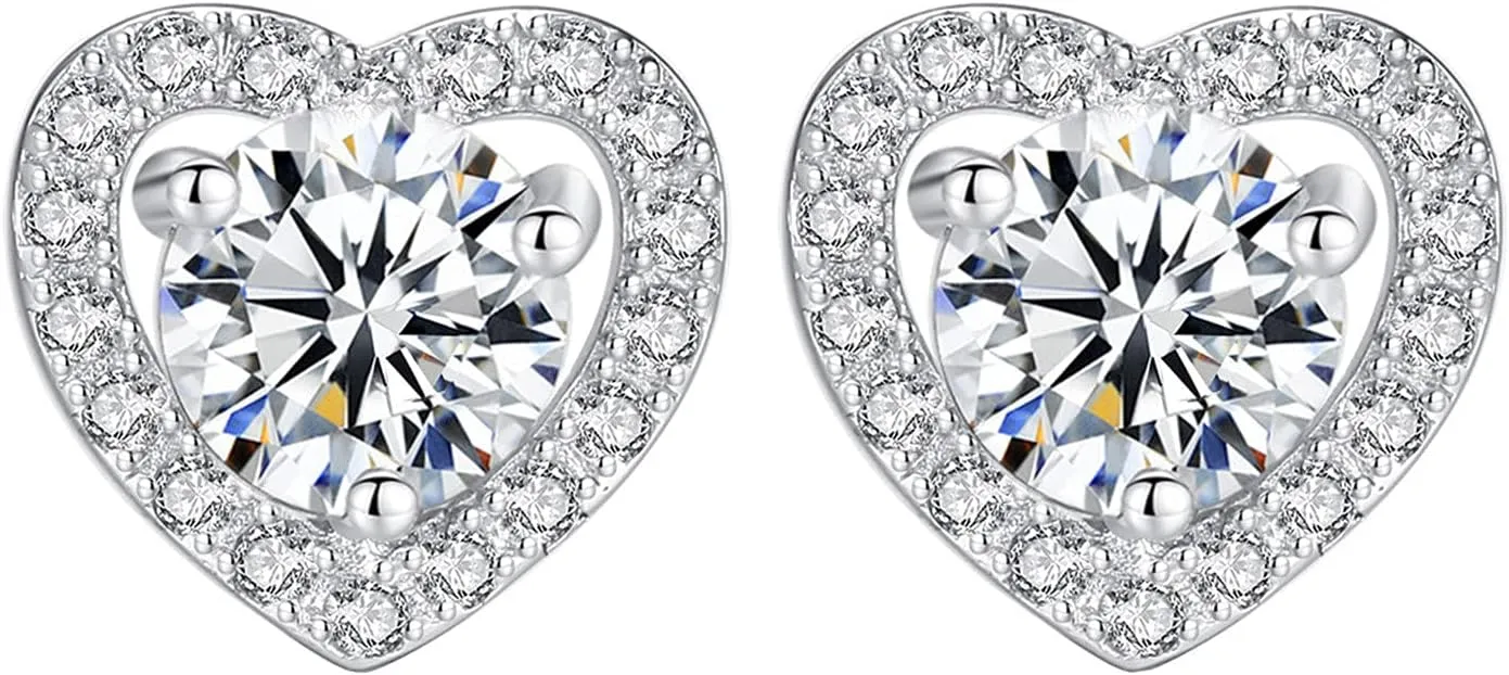 Gold Plated Stud Earrings for Women,925 Sterling Sliver Cubic Zirconia Studs Fashion Jewelry Gifts for Mother Wife Girlfriend