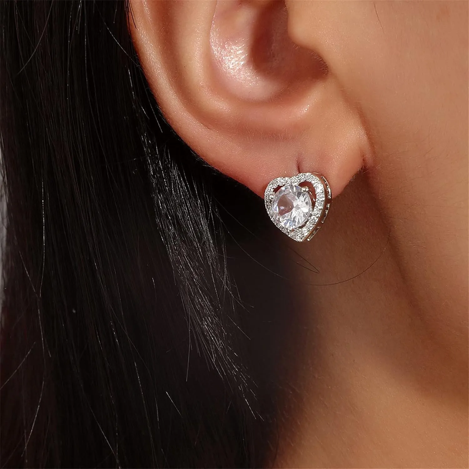 Gold Plated Stud Earrings for Women,925 Sterling Sliver Cubic Zirconia Studs Fashion Jewelry Gifts for Mother Wife Girlfriend