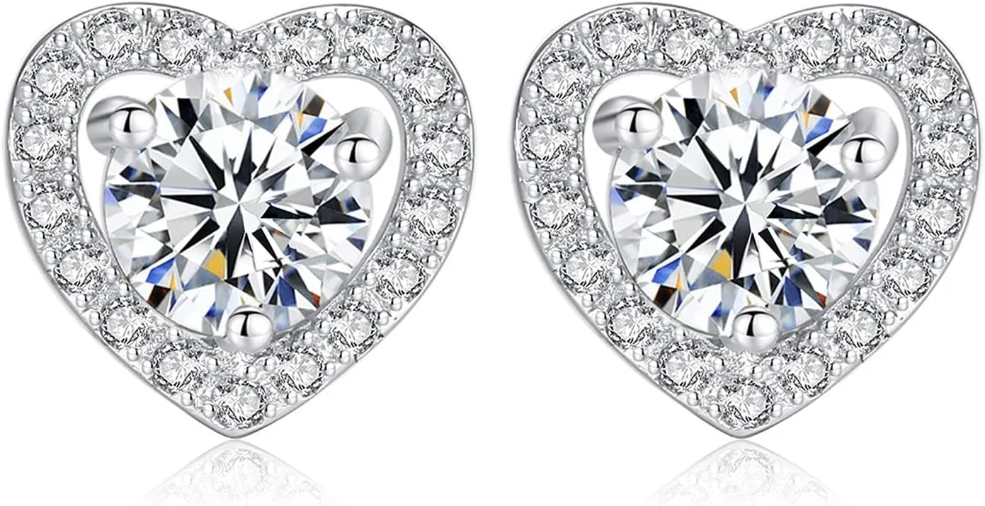 Gold Plated Stud Earrings for Women,925 Sterling Sliver Cubic Zirconia Studs Fashion Jewelry Gifts for Mother Wife Girlfriend