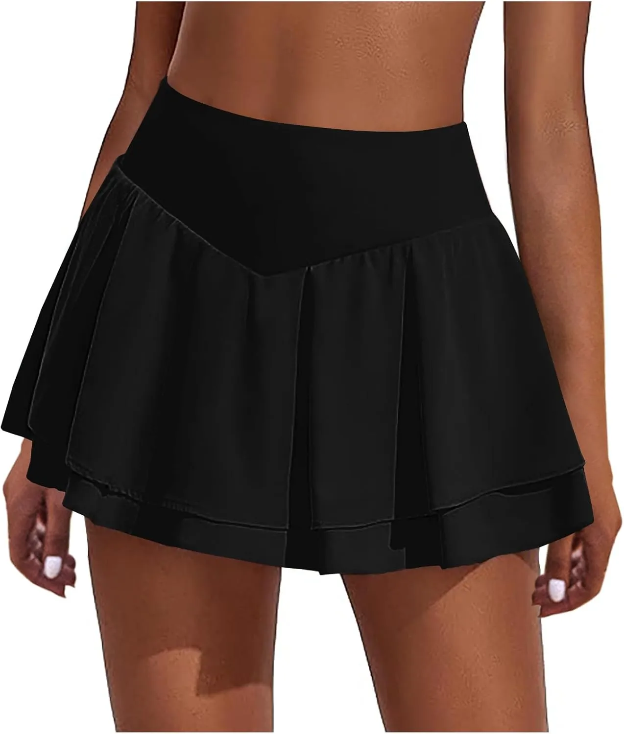 Golf Skirts for Women Tennis Skorts Crossover High Waisted Lightweight Athletic Shorts Flowy Running Workout Shorts