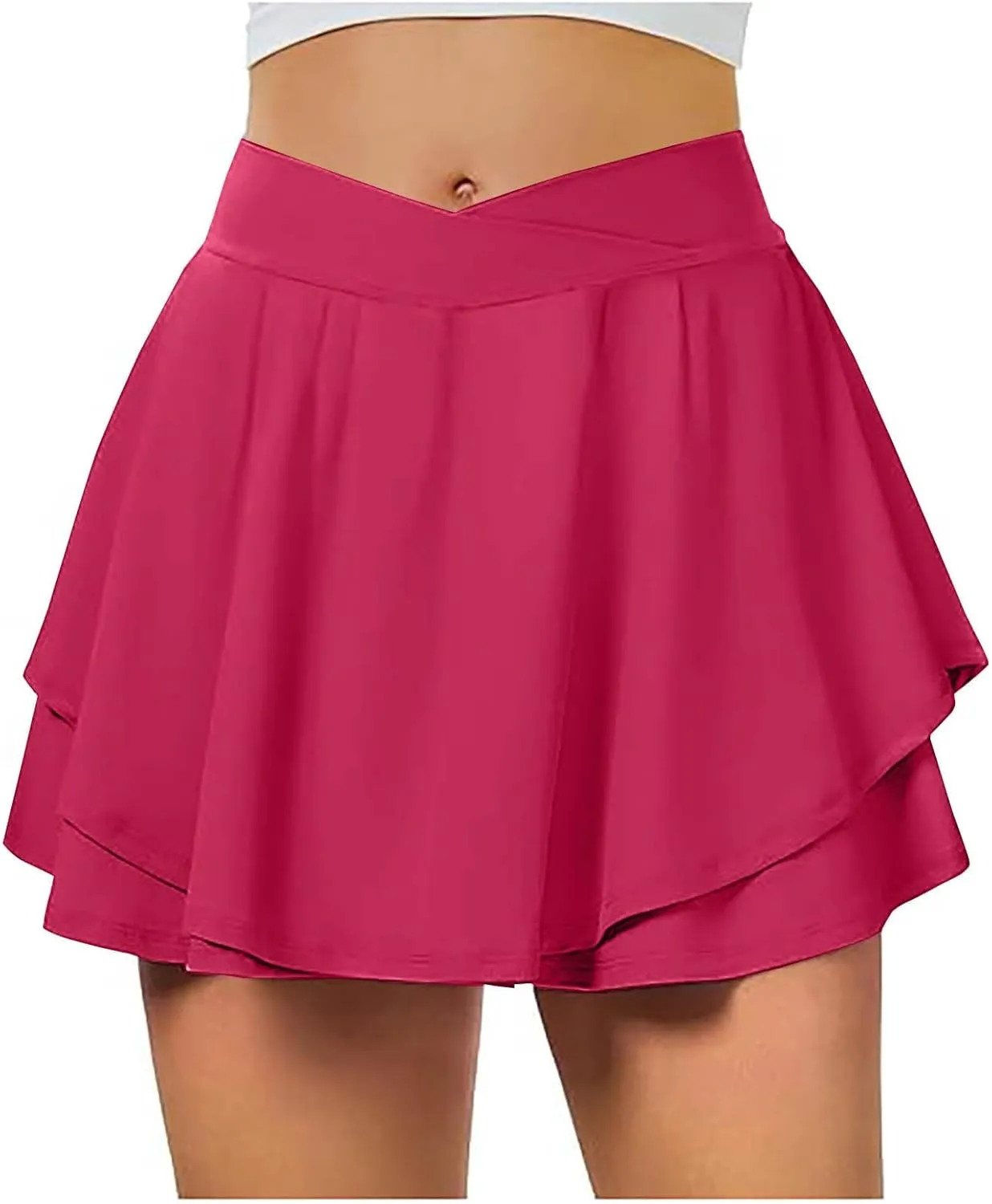 Golf Skirts for Women Tennis Skorts Crossover High Waisted Lightweight Athletic Shorts Flowy Running Workout Shorts