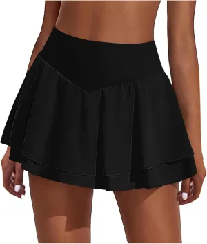 Golf Skirts for Women Tennis Skorts Crossover High Waisted Lightweight Athletic Shorts Flowy Running Workout Shorts