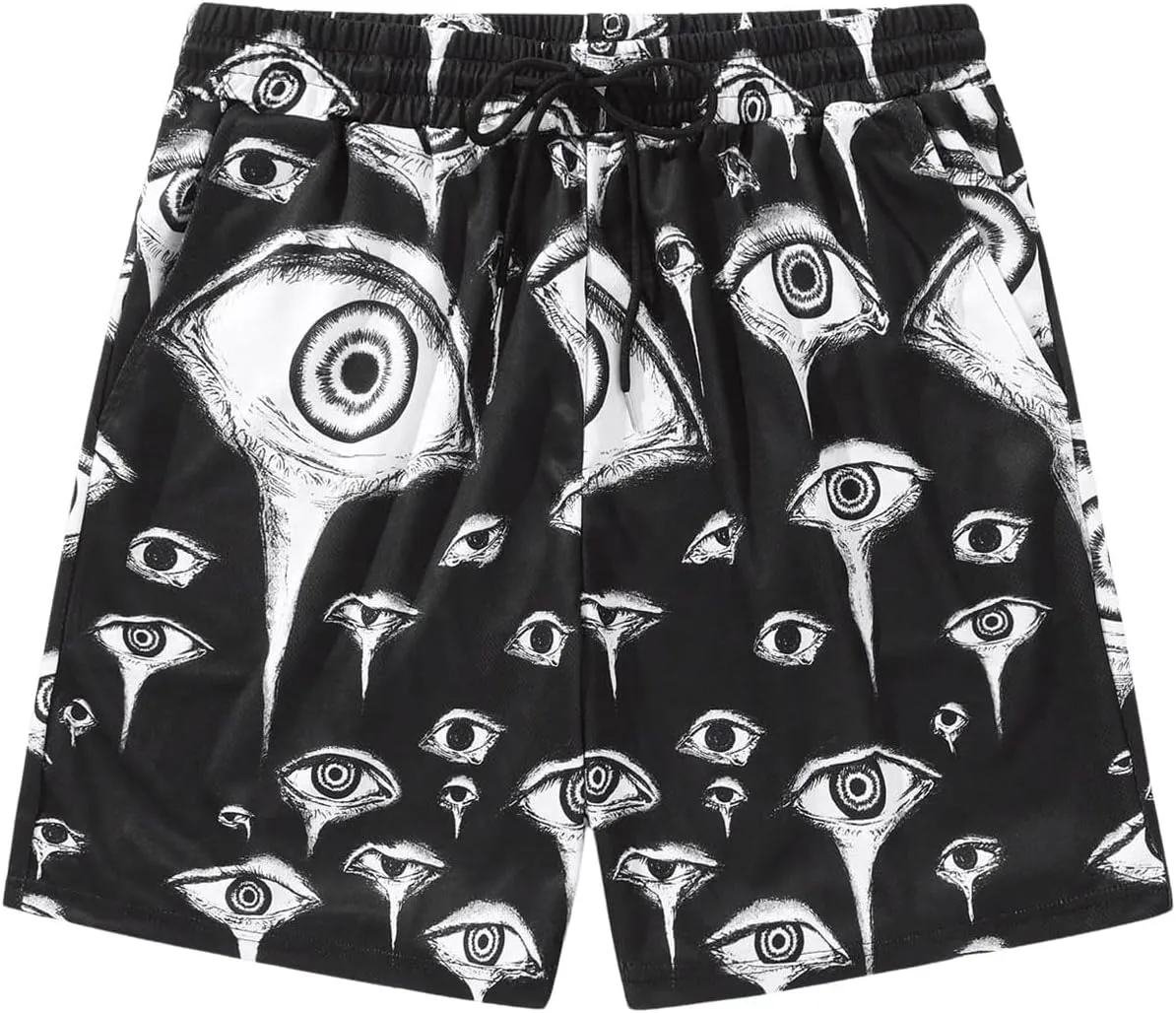 GORGLITTER Men's Basketball Shorts Graphic Shorts Cool Athletic Gym Shorts Drippy Shorts with Pockets