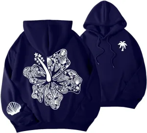 Graphic Hoodies For Teen Girl Women Y2k Long Sleeve Oversized Floral Sweatshirt Flower Cute Preppy Sweater Clothes