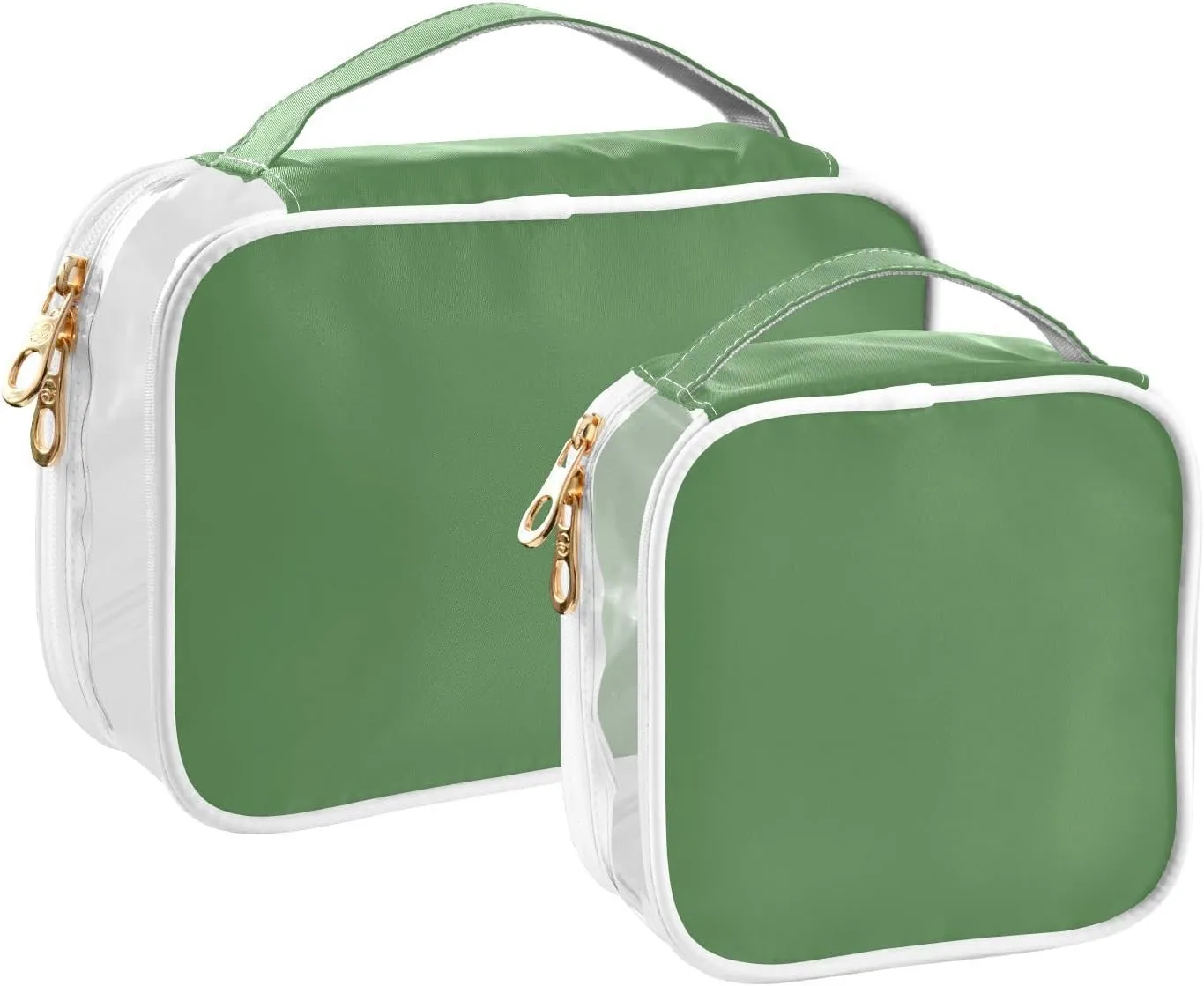 Grass Green Clear Makeup Bags TSA Approved Toiletry Bag for Women Men Cosmetic Bags with Zipper Carry On Airport Airline Compliant Bag Quart Size PVC Travel Bags for Toiletries Cosmetics, 2 Pack