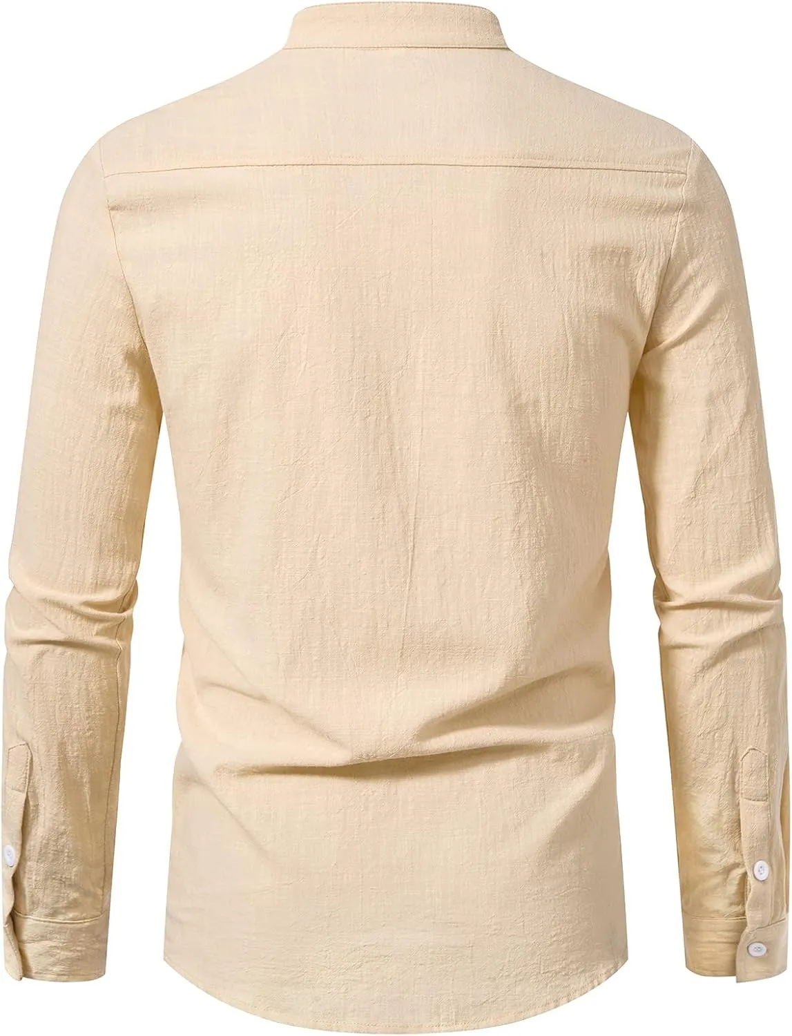 Hakjay Cotton Linen Shirts for Men Casual Shirts Lightweight Long Sleeve Henley Beach Shirts Hawaiian T Shirts for Men