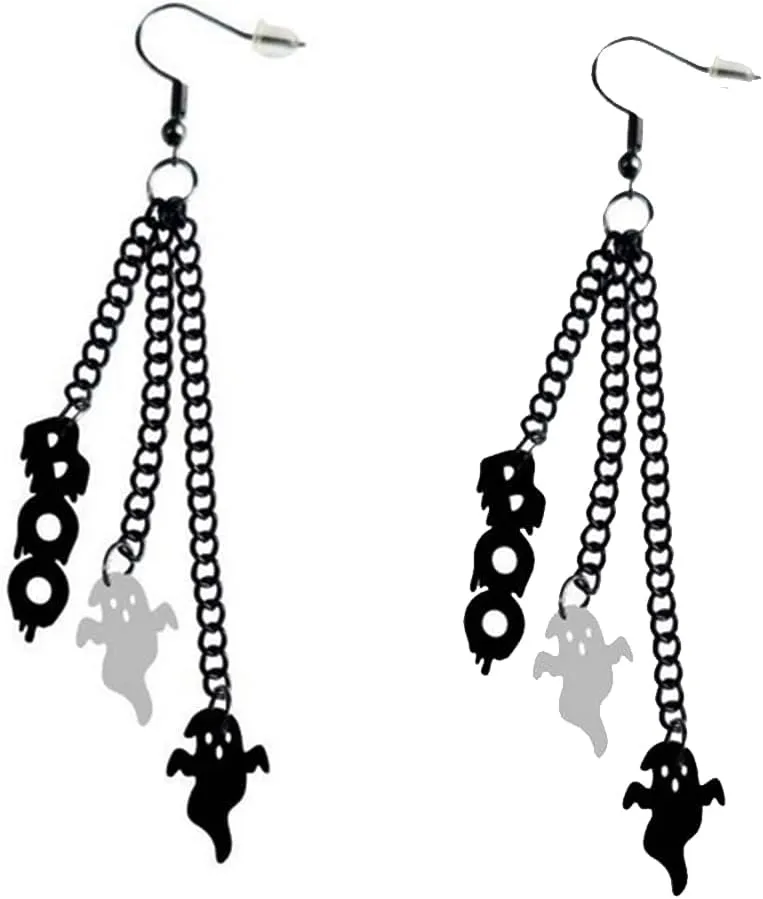 Halloween Earrings for Women Ghost Spider Bat Earrings Skeleton Pumpkin Tassel Chain Earrings for Women Halloween Party Jewelry