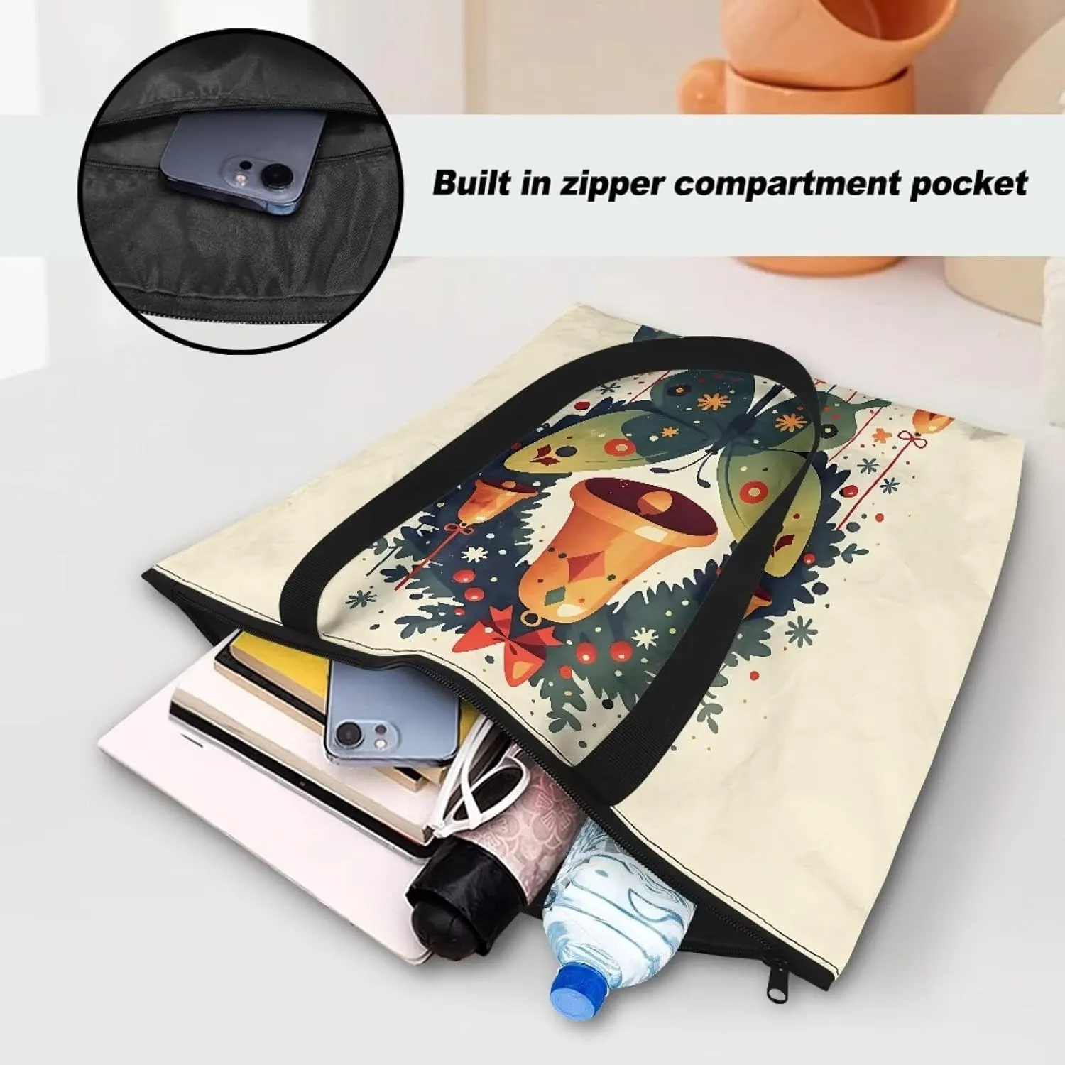 Halloween Flame Skull Women Tote Paper Bag Gothic Butterfly Foldable Tote Bag, Cow Print Large Work Commute Bag