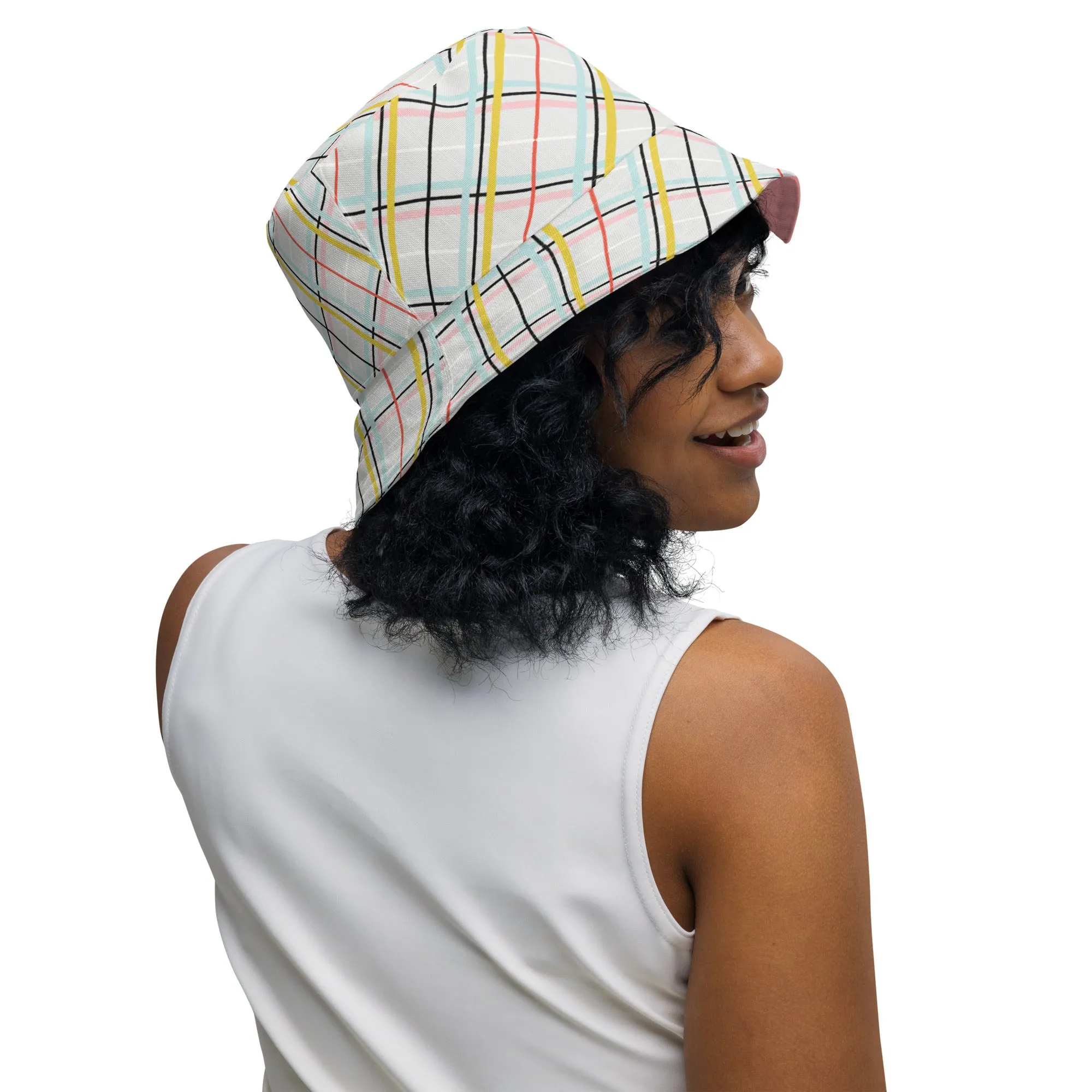 Handmade Spring Plaid Reversible Bucket Hat (S/M, L/XL)