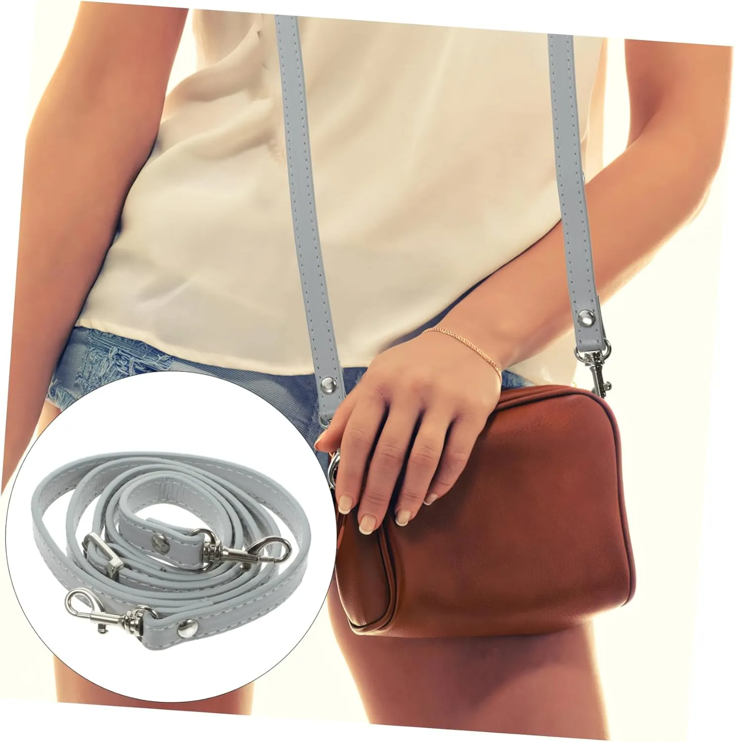 HAWILLOSCH Djustable Shoulder Bag Replacement Strap 120cm Grey Purse Strap DIY Crossbody Pouch Belt for Women Handbag Belt Bag Strap Grey