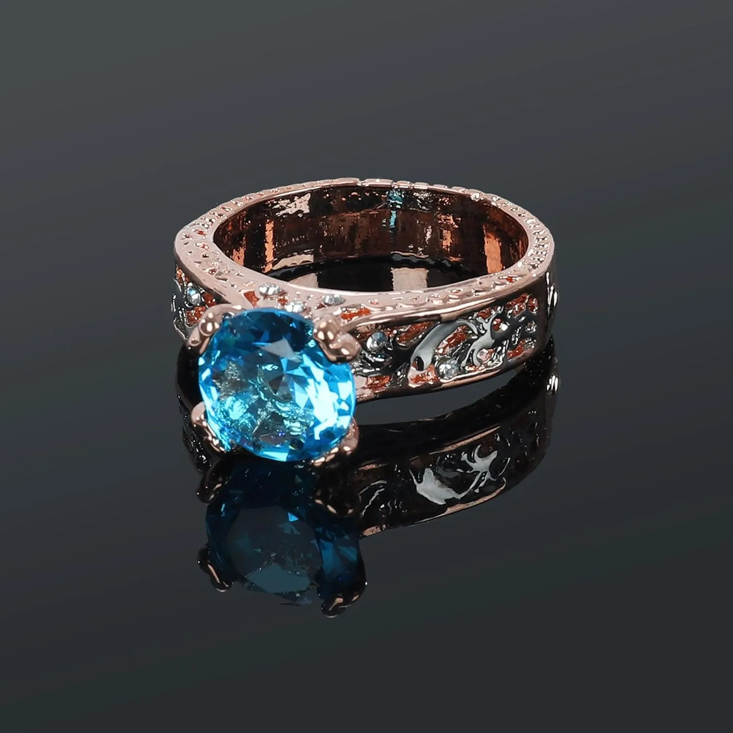 Heart Matching Rings Wedding Women Separation Rose Ring Gold Floral Rings Jewelry for Teen Girls