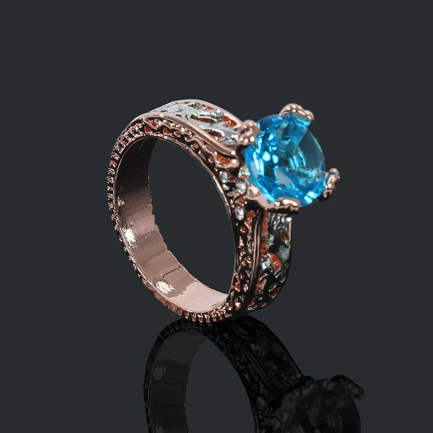 Heart Matching Rings Wedding Women Separation Rose Ring Gold Floral Rings Jewelry for Teen Girls