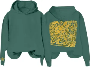 Heevina Pink Palm Puff Hoodie Women Turtle Starfish Surfboard Floral Top Hooded Sweatshirt