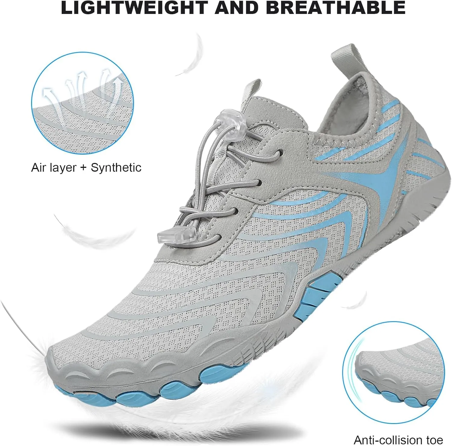 Hike Barefoot Footwear Women Men Breathable Non-Slip Athletic Footwear Sneakers Wide Toe Water Shoes for Hiking Quick-Dry Lightweight Outdoor Sport Shoes